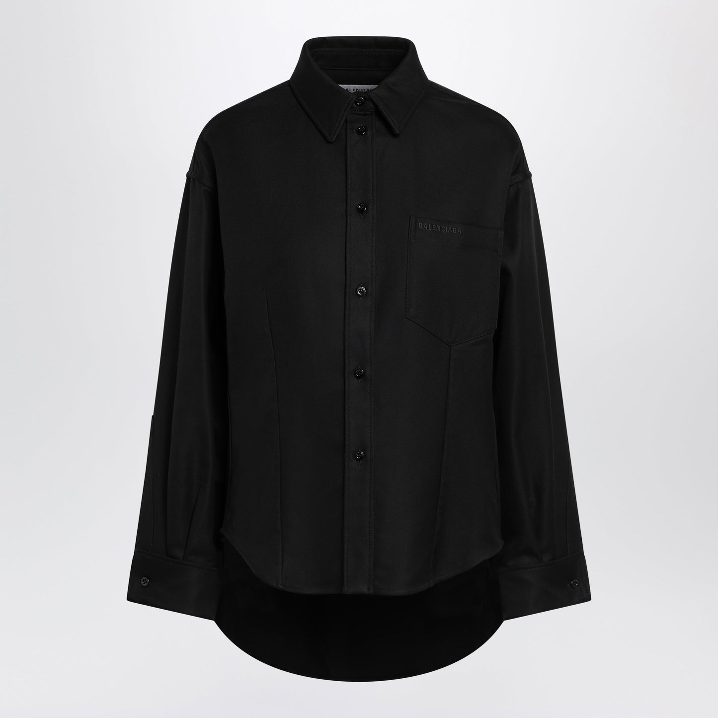 Balenciaga Classic Cocoon Shirt In Double Cotton, Black Women BALENCIAGA