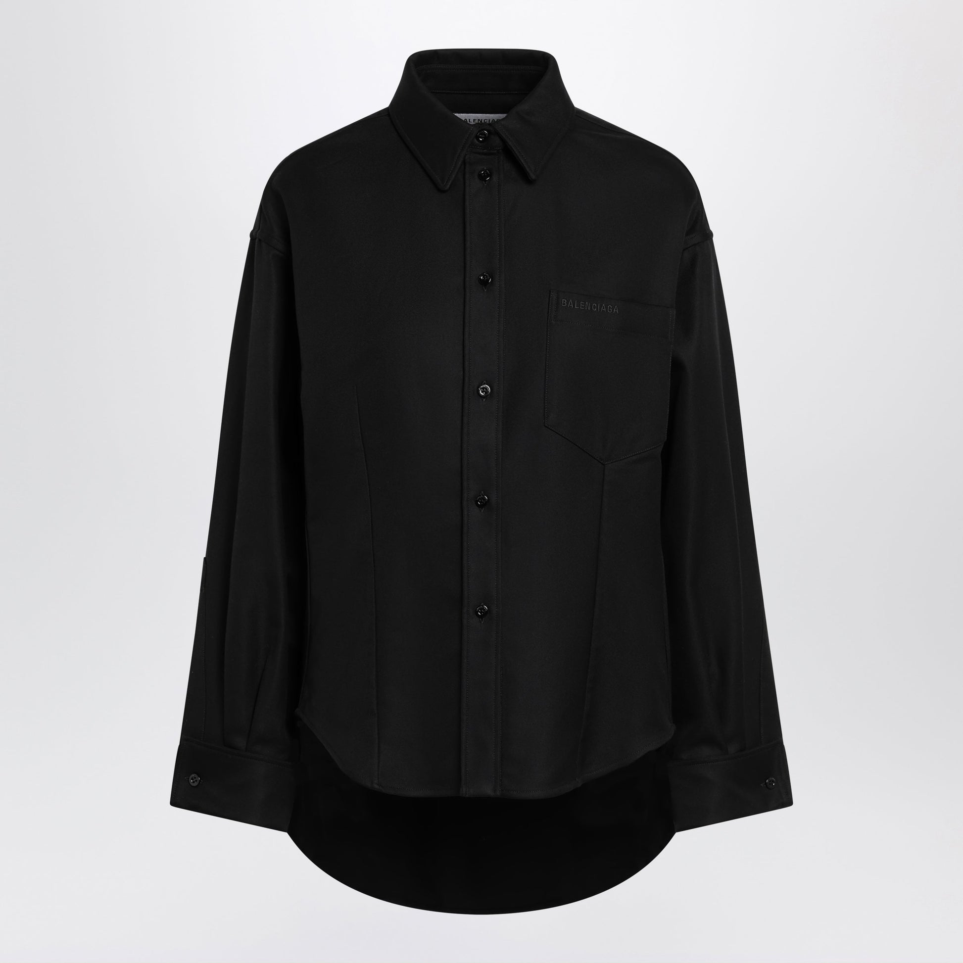 Balenciaga Classic Cocoon Shirt In Double Cotton, Black Women BALENCIAGA