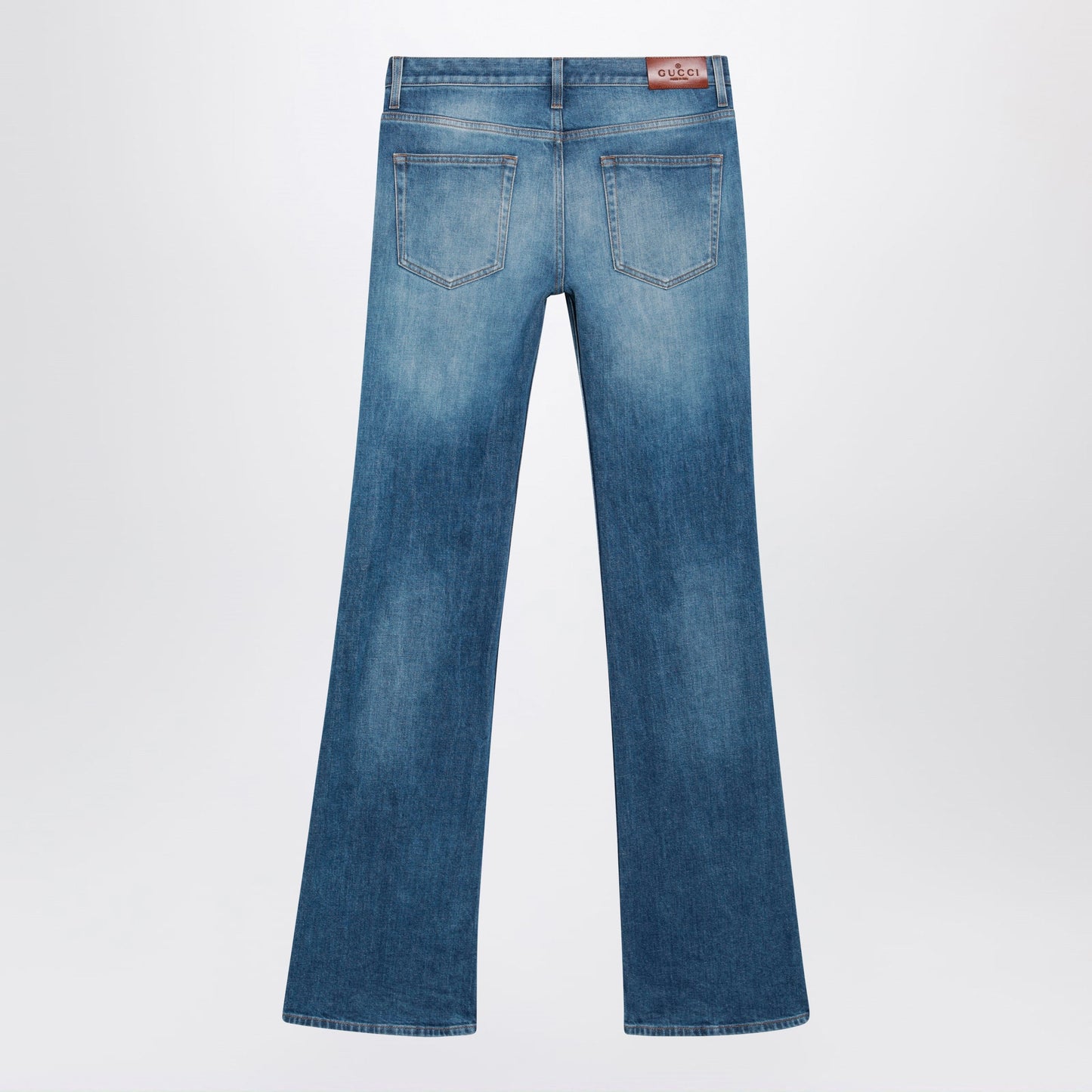 Gucci Low-Rise Flare Jeans With Horsebit In Blue Denim Women GUCCI