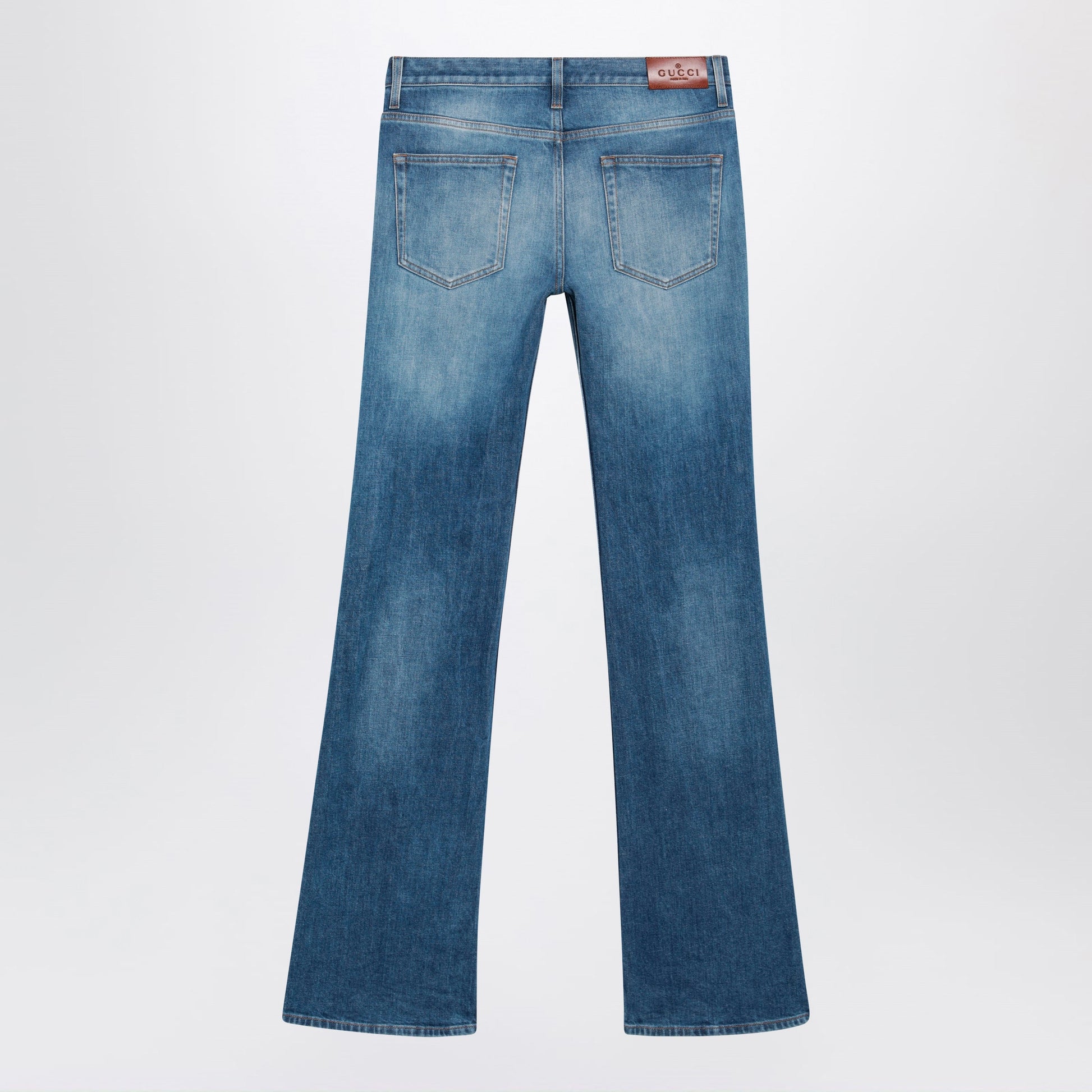Gucci Low-Rise Flare Jeans With Horsebit In Blue Denim Women GUCCI