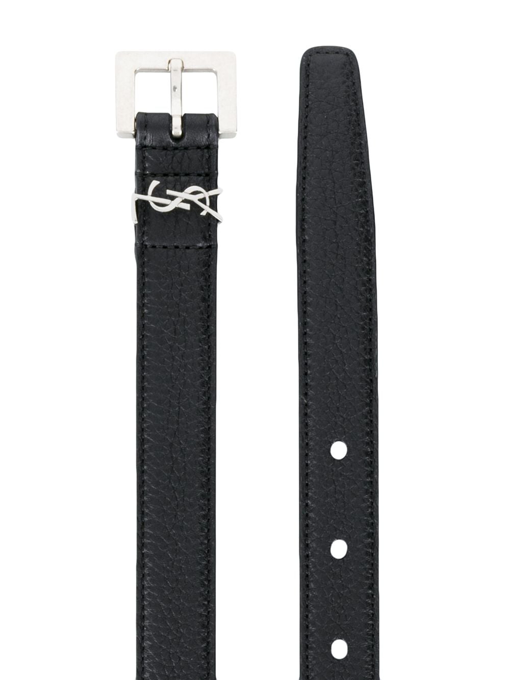 Saint Laurent Men Grained Leather Cassandre Thin Belt With Square Buckle SAINT LAURENT