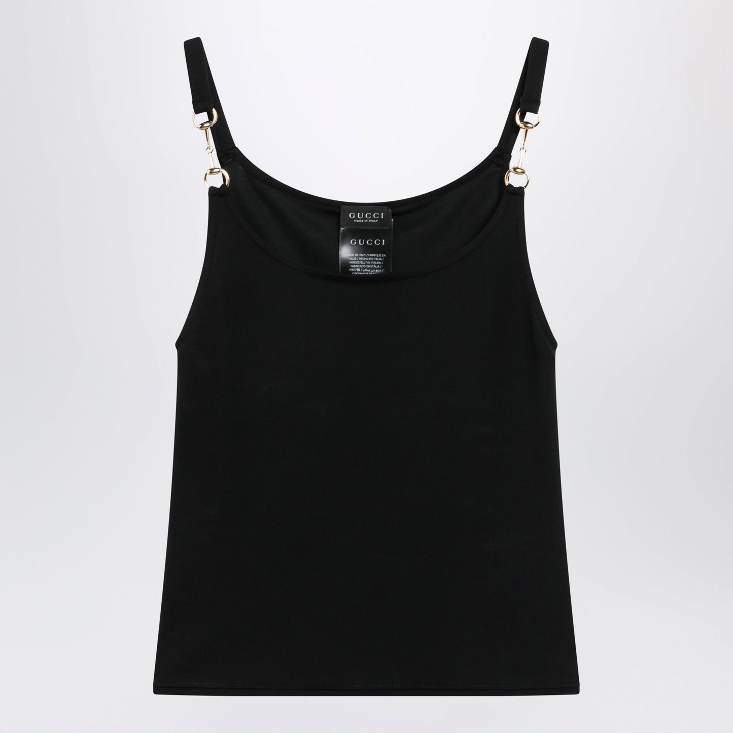 Gucci Viscose Crãªpe Jersey Top With Horsebit Detail In Black Women GUCCI