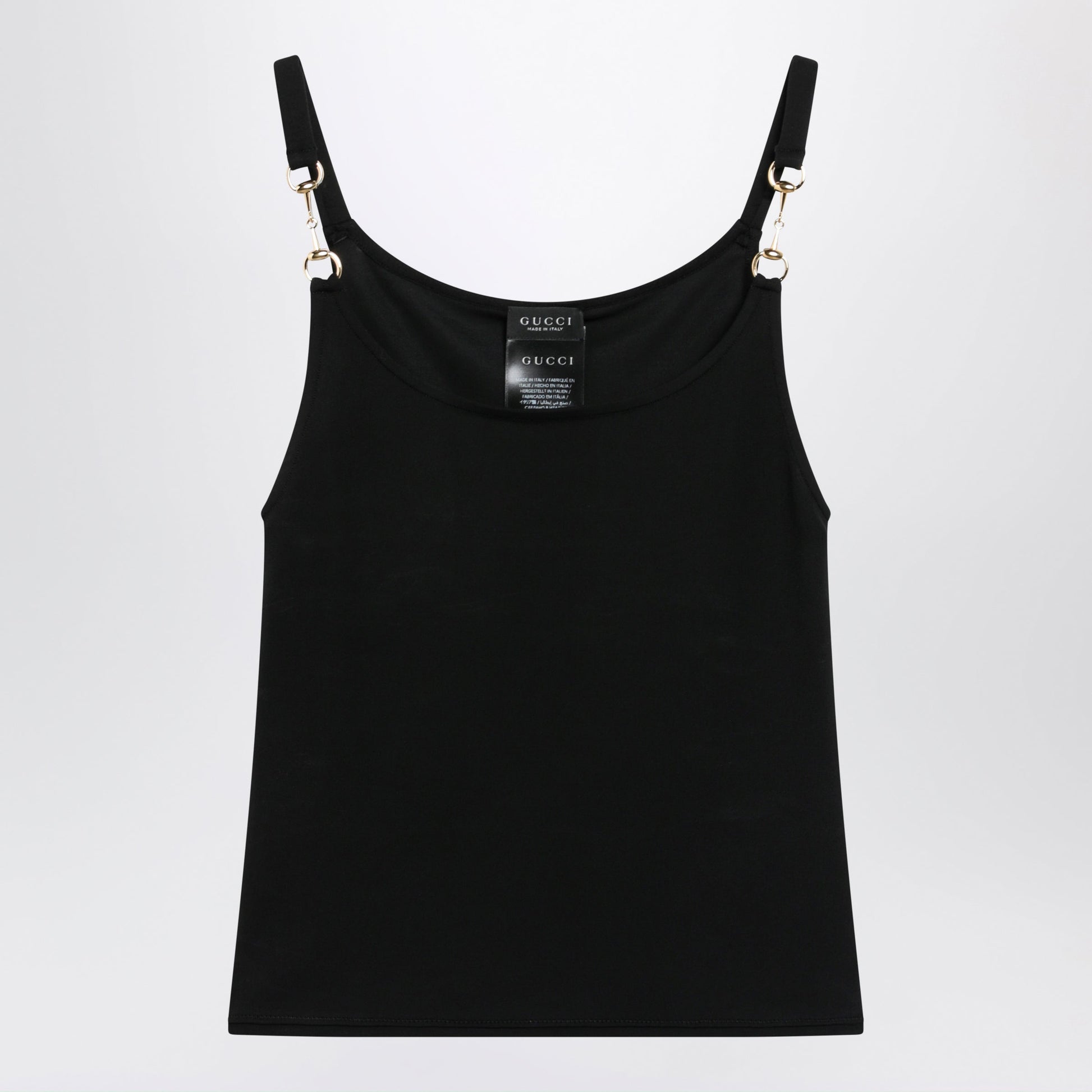 Gucci Viscose Crãªpe Jersey Top With Horsebit Detail In Black Women GUCCI