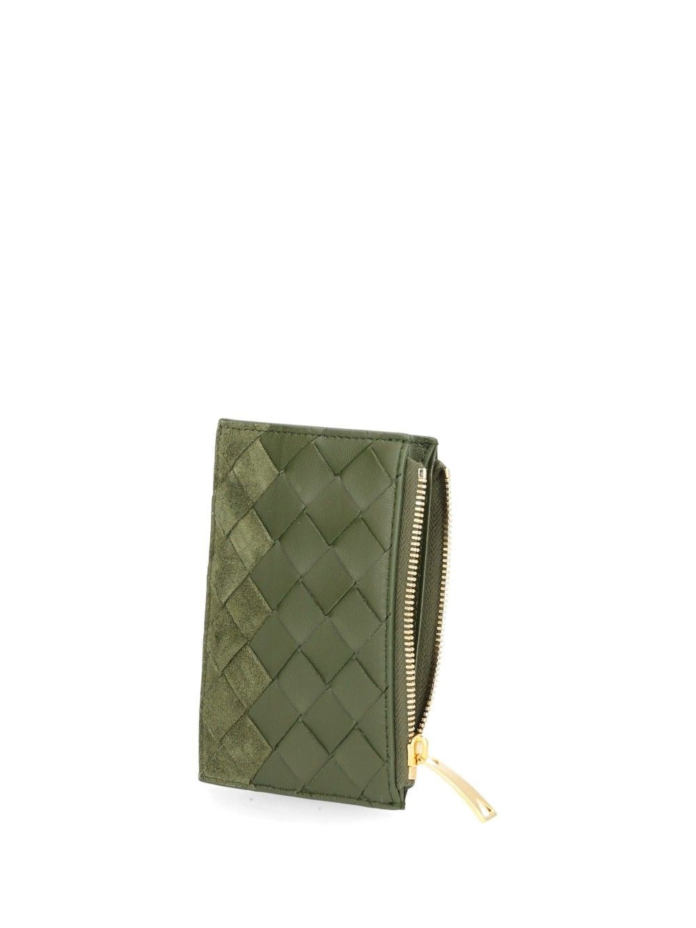 Bottega Veneta Women Woven Card Holder With Zip BOTTEGA VENETA