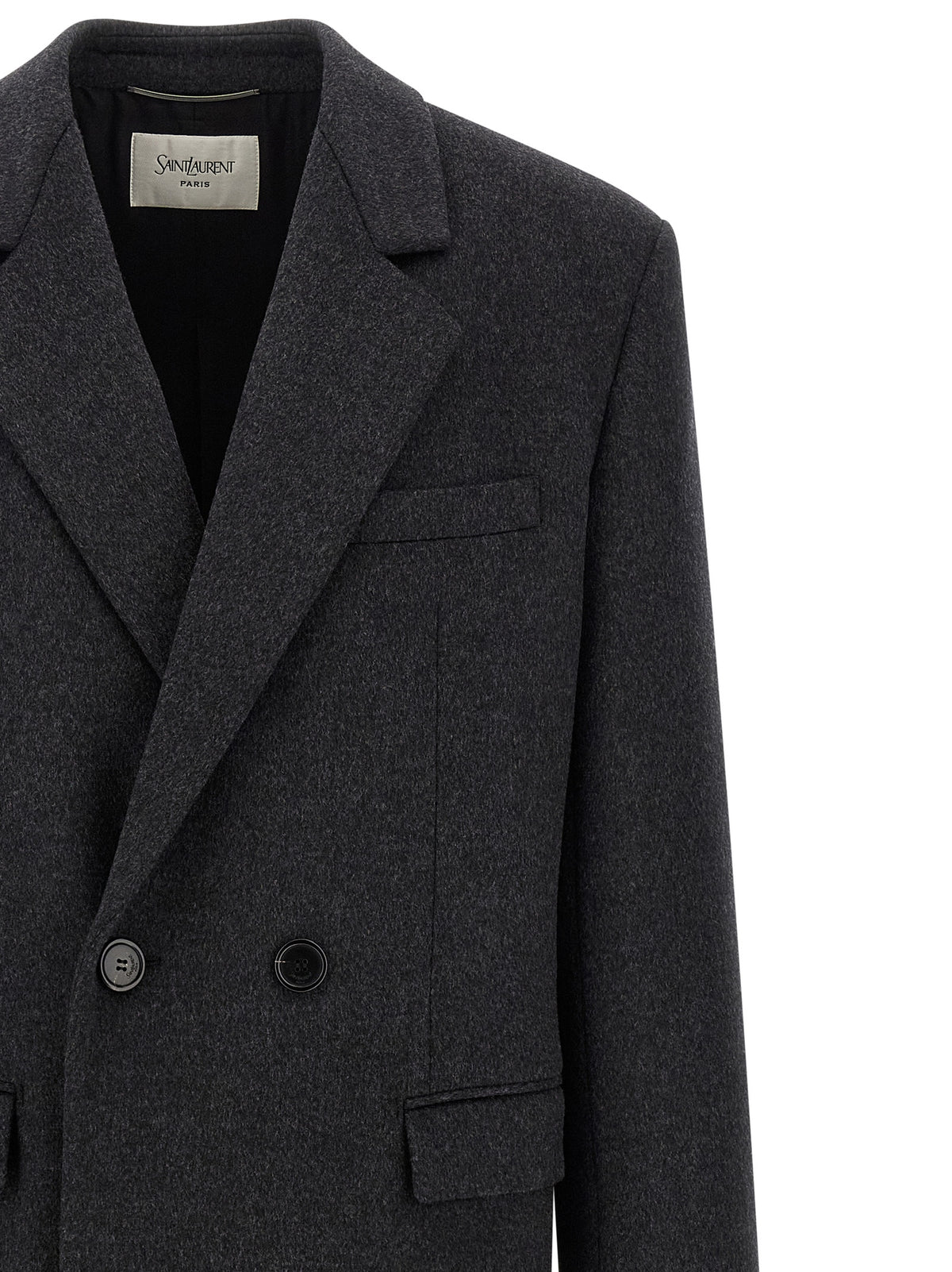 Saint Laurent Men Double-Face Combed Wool Coat SAINT LAURENT