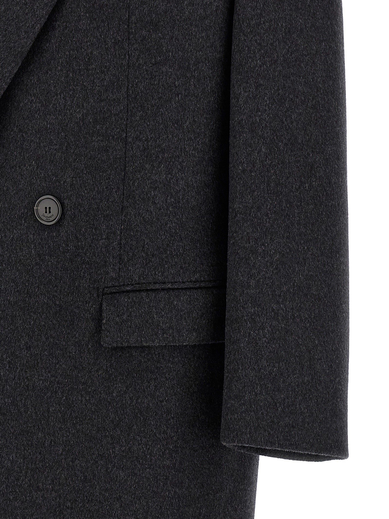 Saint Laurent Men Double-Face Combed Wool Coat SAINT LAURENT