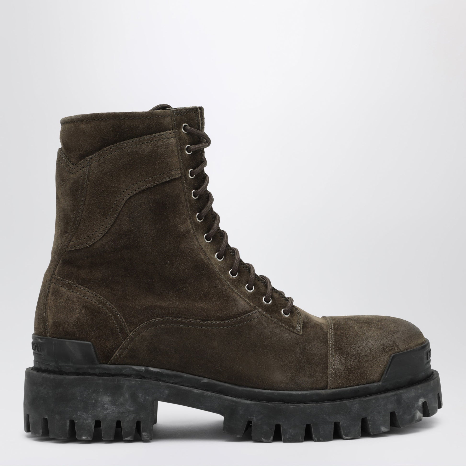 Balenciaga Combat Strike Olive Suede Calfskin Boots Men BALENCIAGA