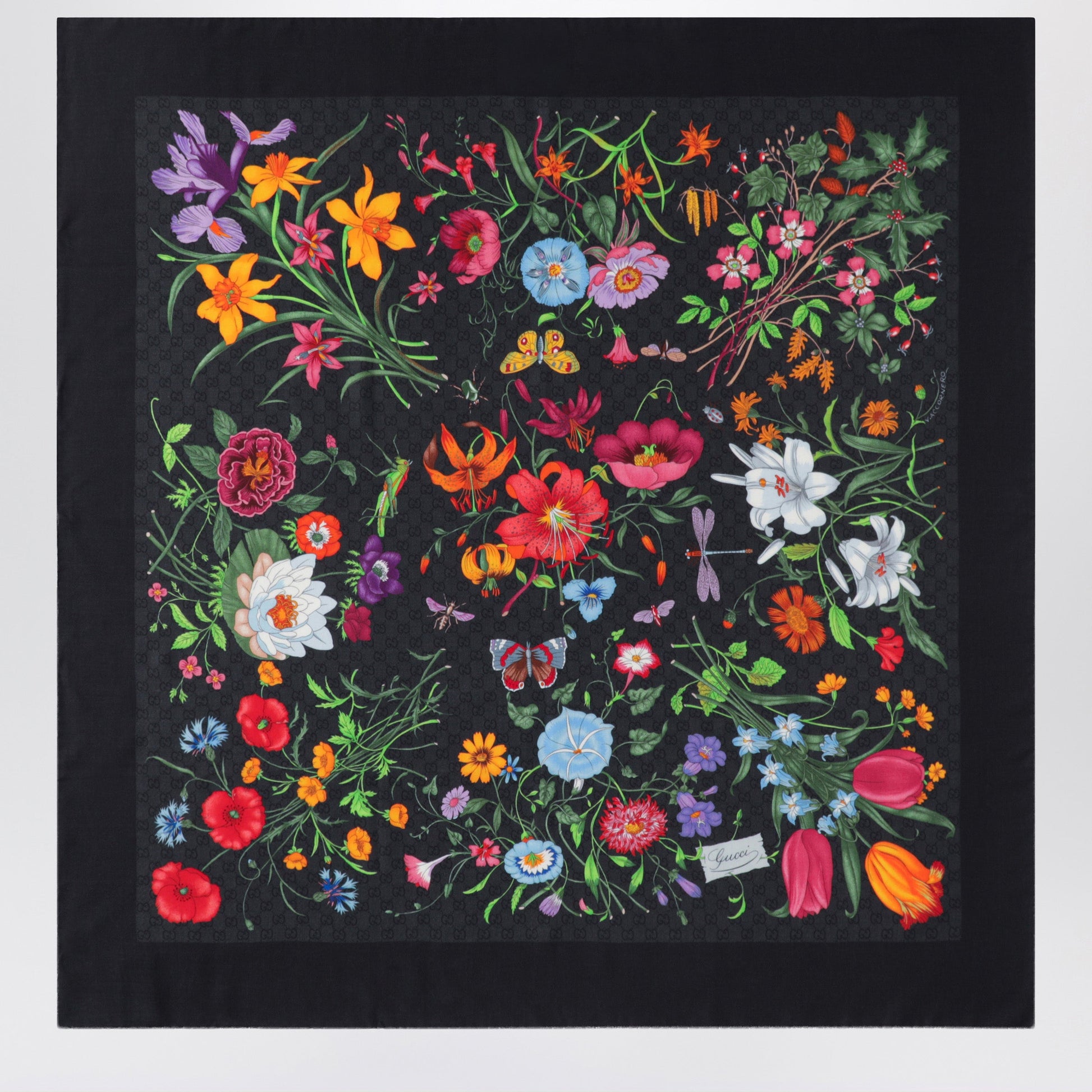 Gucci Wool And Silk Scarf With Floral Print Women GUCCI