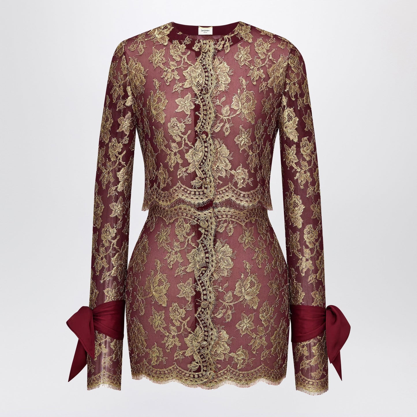 Saint Laurent Pepin Mini Dress In Metallic Lace Women SAINT LAURENT