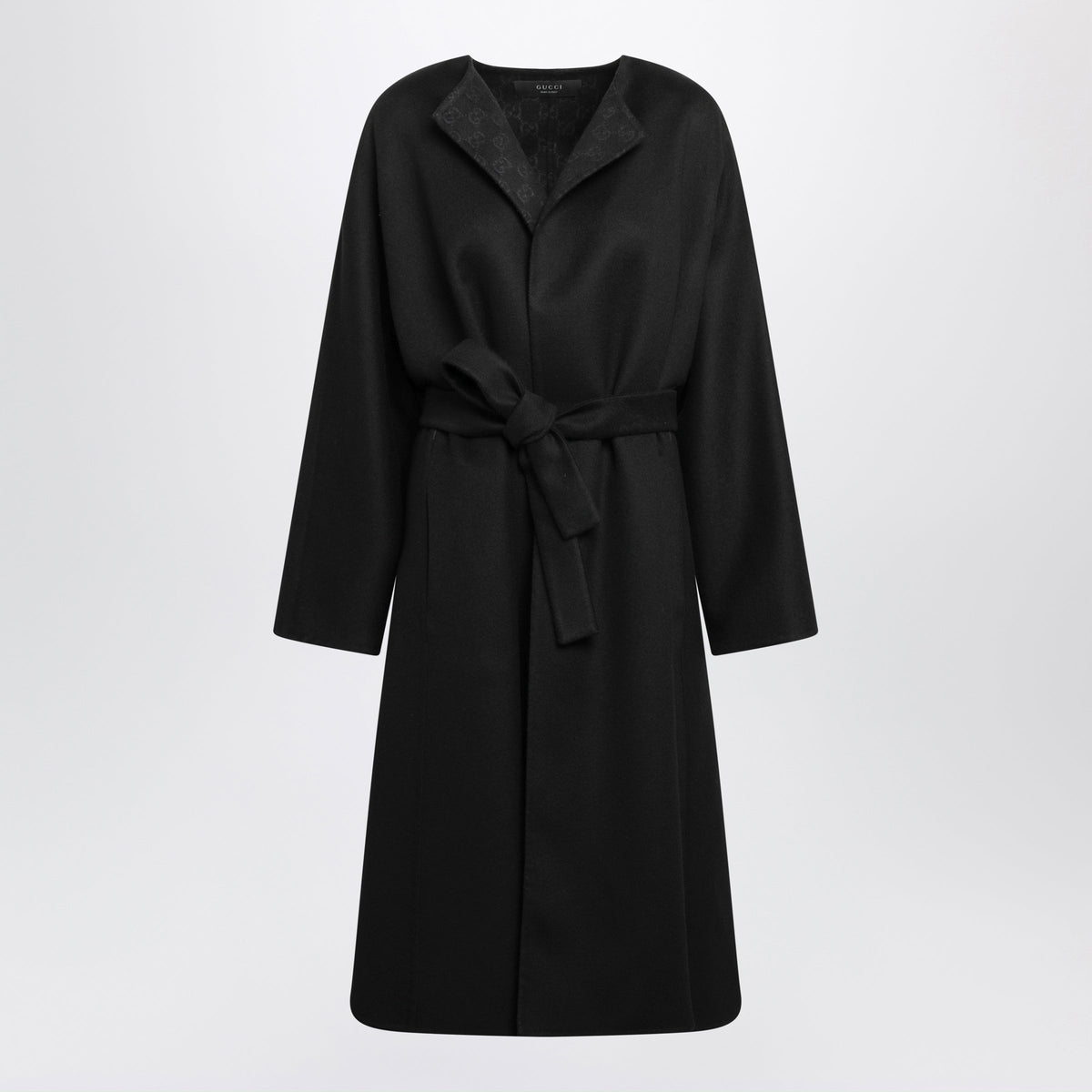 Gucci Long Black Silk And Wool Coat Women GUCCI