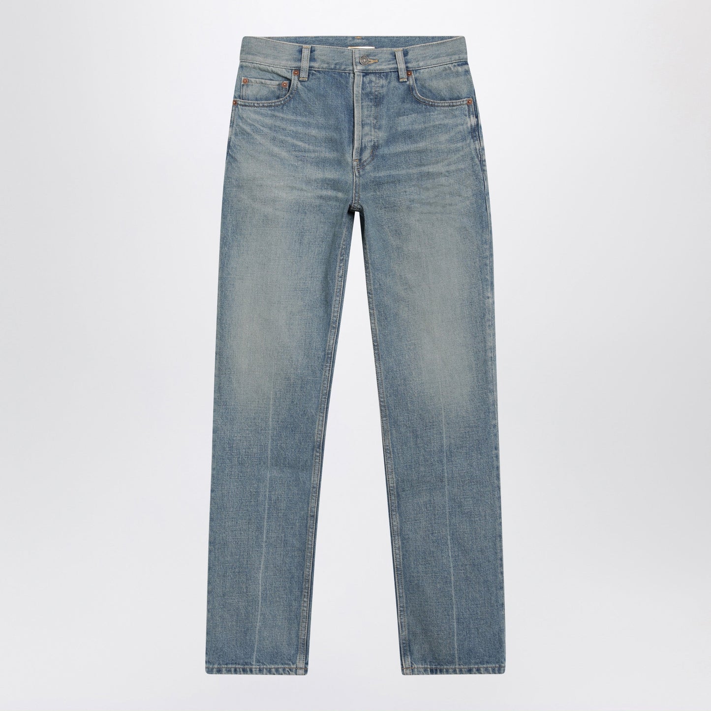 Saint Laurent Straight-Leg Medium Blue Denim Jeans Women SAINT LAURENT