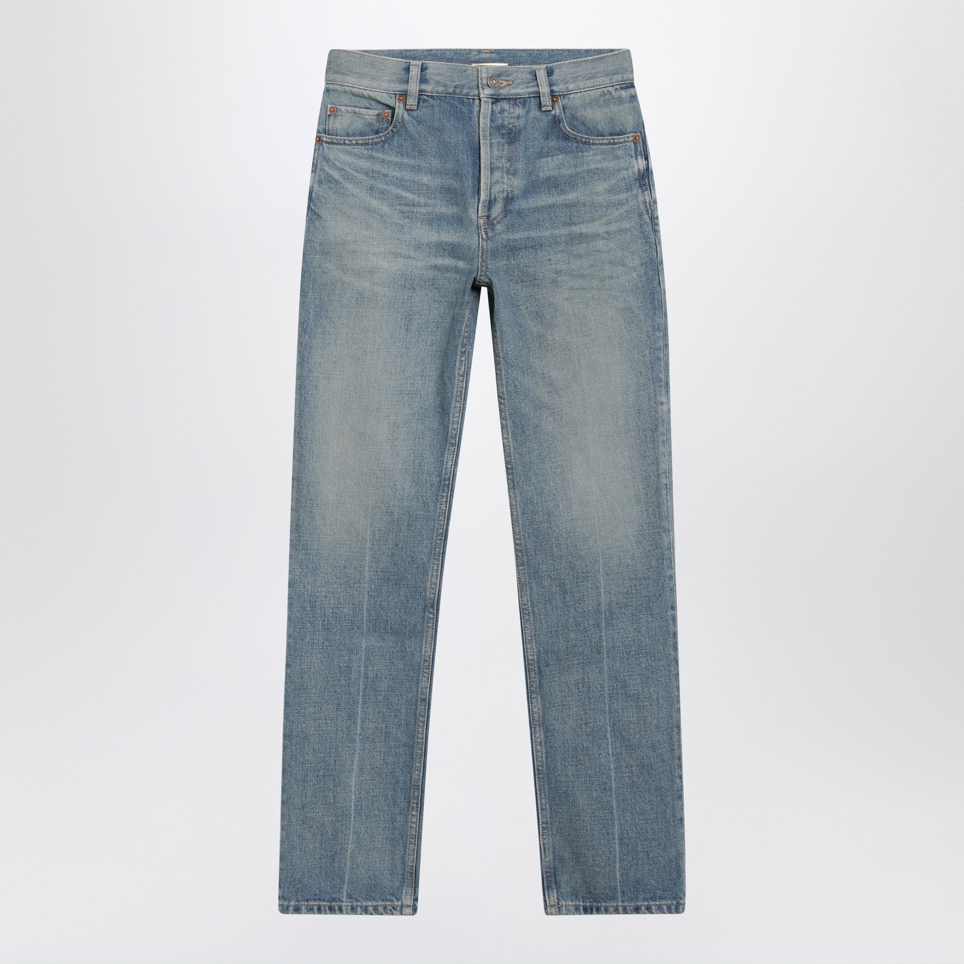 Saint Laurent Straight-Leg Medium Blue Denim Jeans Women SAINT LAURENT
