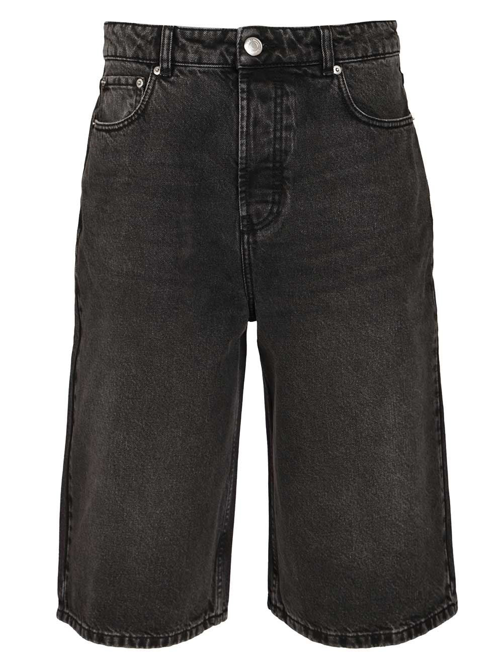 Ami Men Large Fit Bermuda Shorts Used Denim AMI PARIS
