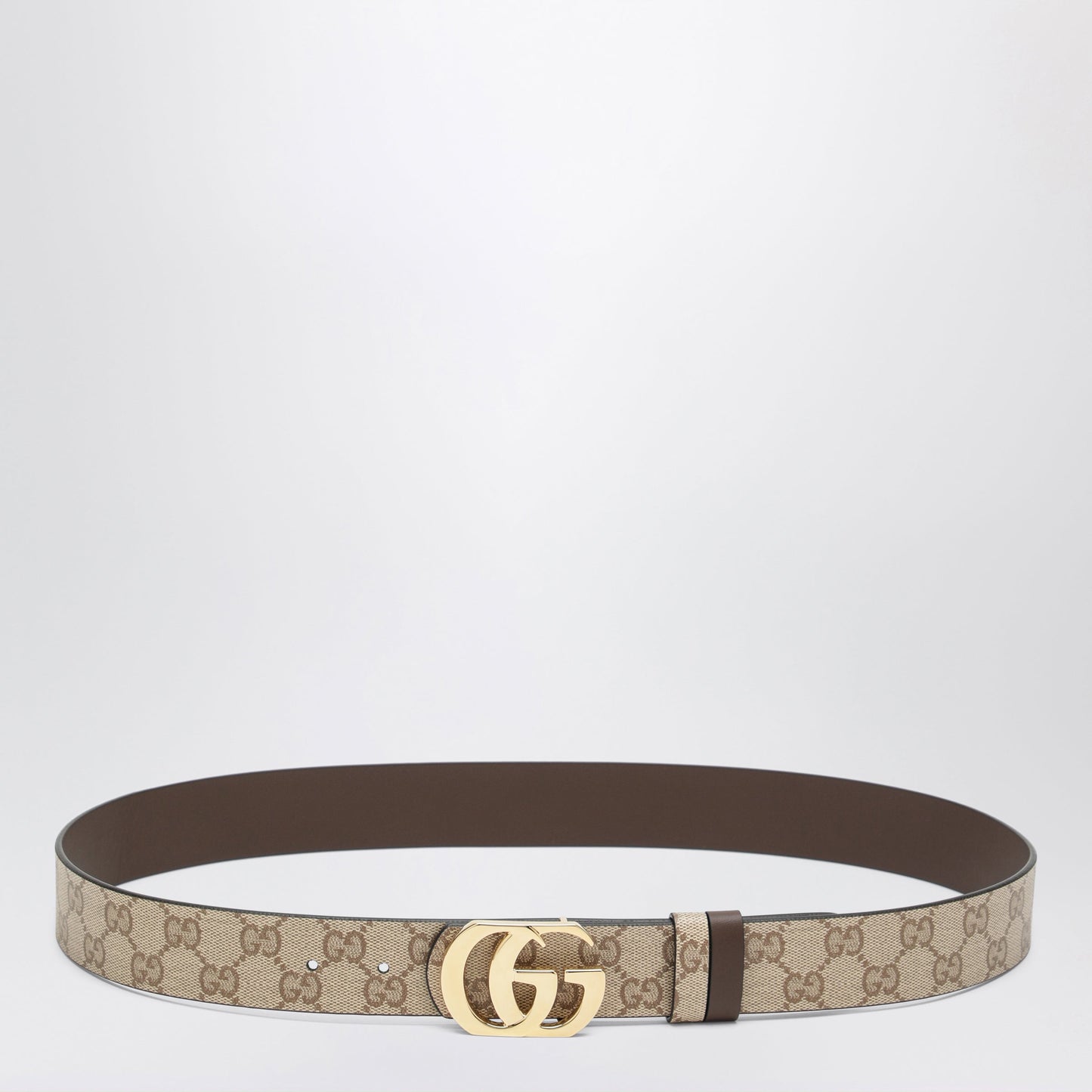 Gucci Sand/Dark Brown Reversible Cut Gg Marmont Belt Men GUCCI