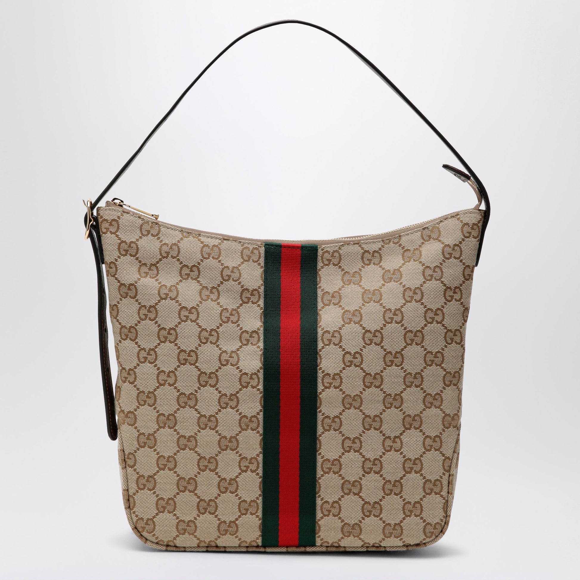 Gucci Medium Lunetta Crossbody Bag In Beige Sand Gg Fabric Men GUCCI