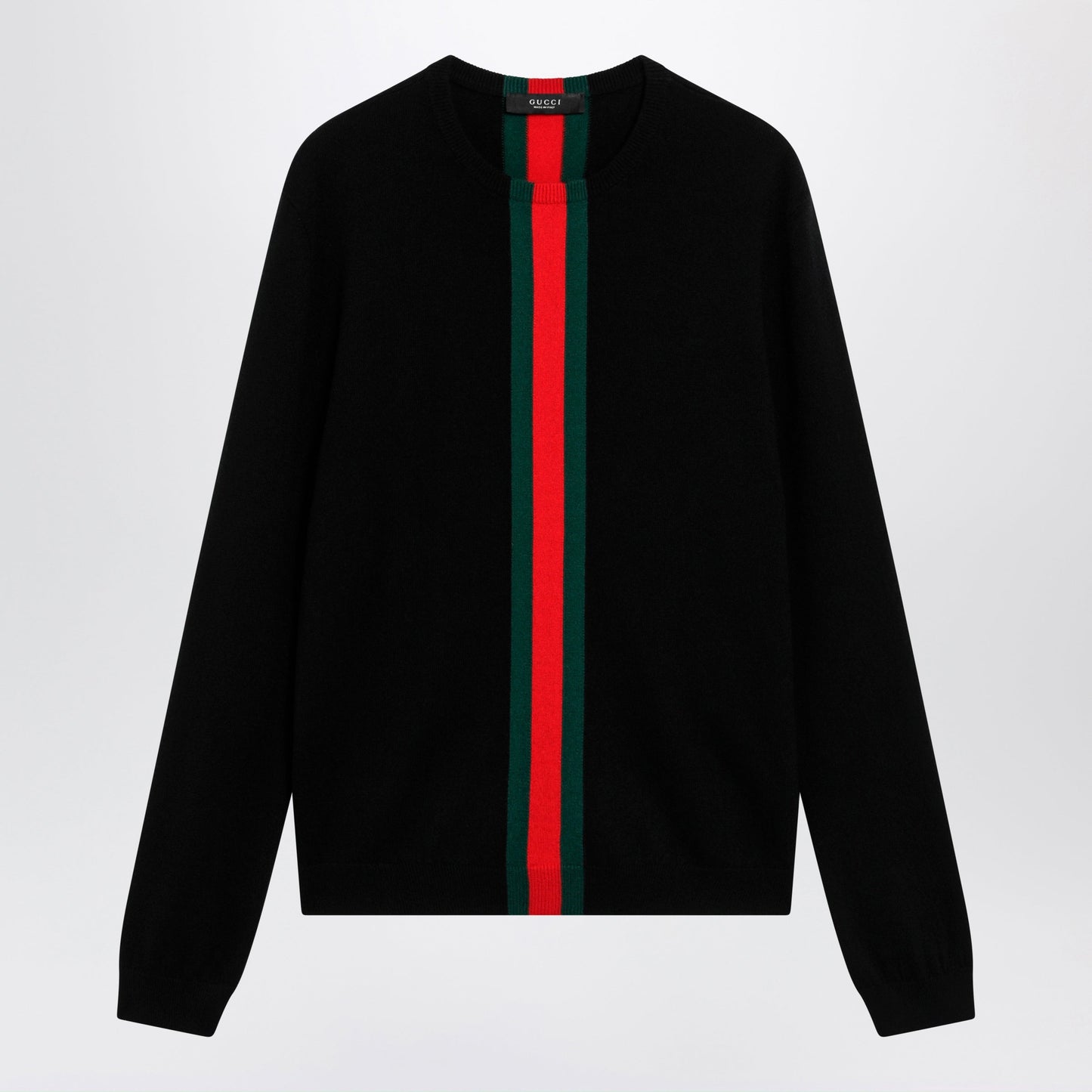 Gucci Gucci Cashmere Sweater With Web Motif In Black Men GUCCI