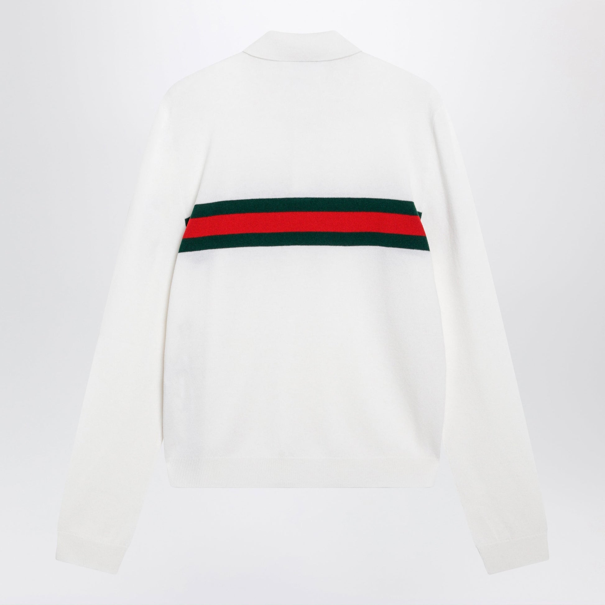 Gucci White Cashmere Polo Shirt With Web Motif Men GUCCI