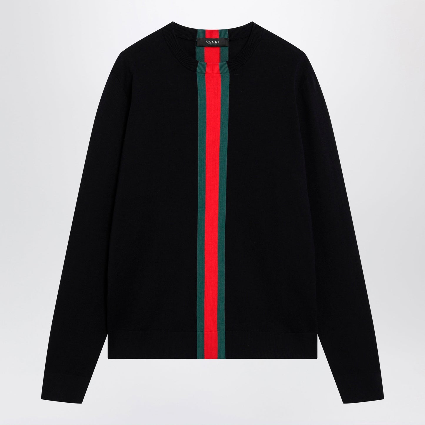 Gucci Knitted Cotton Sweater With Web Ribbon Men GUCCI