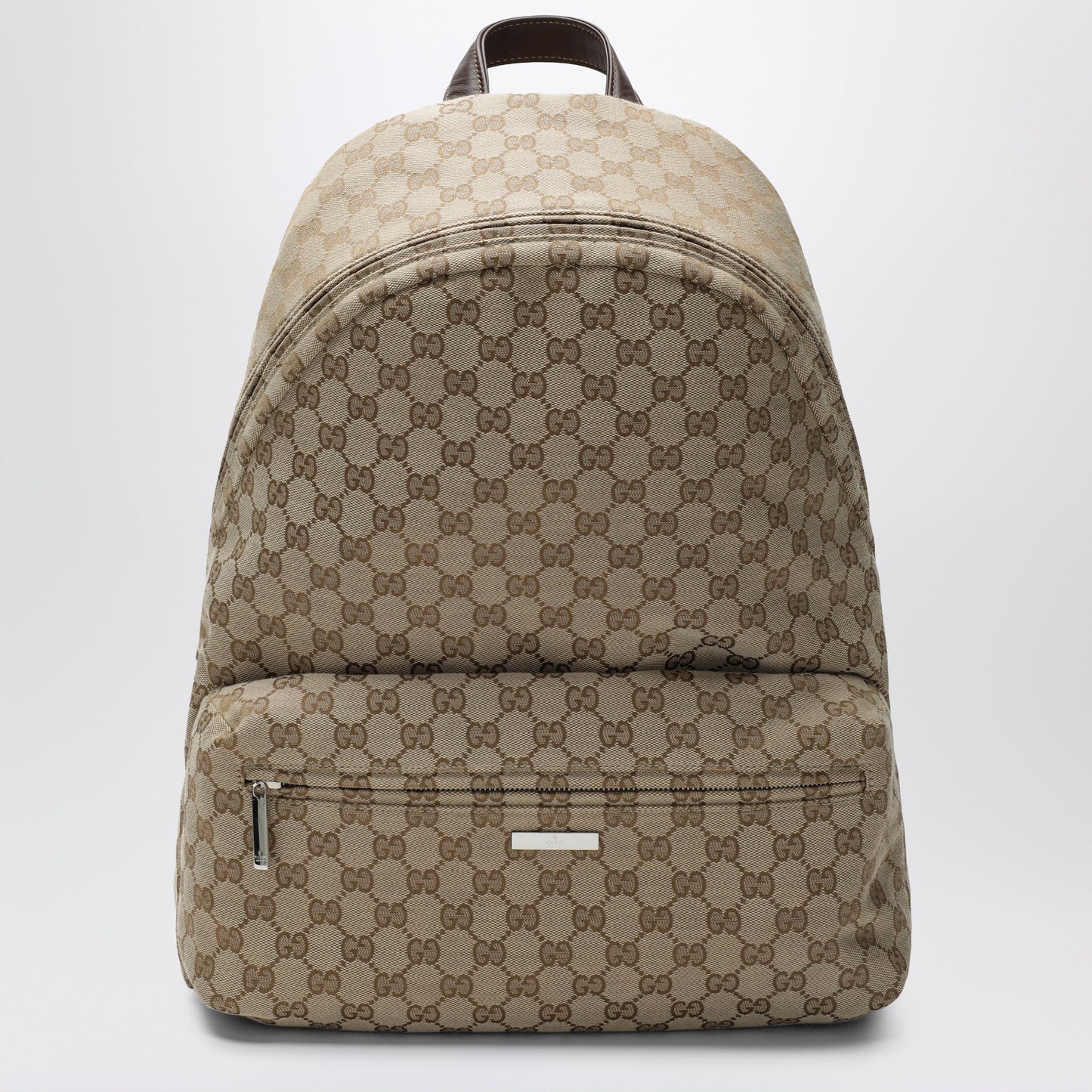 Gucci Large Tag Backpack In Sand/Brown Gg Canvas Men GUCCI