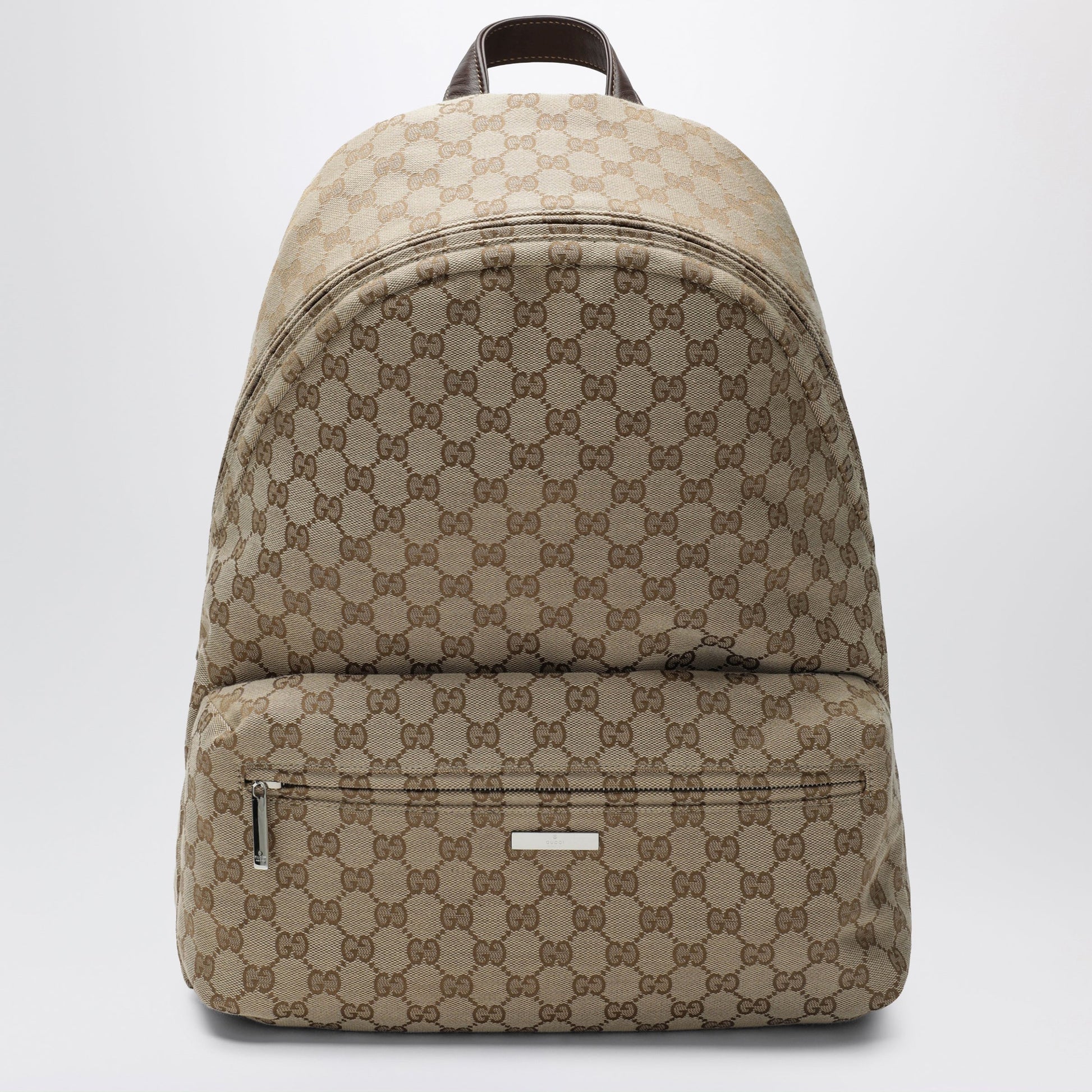 Gucci Large Tag Backpack In Sand/Brown Gg Canvas Men GUCCI