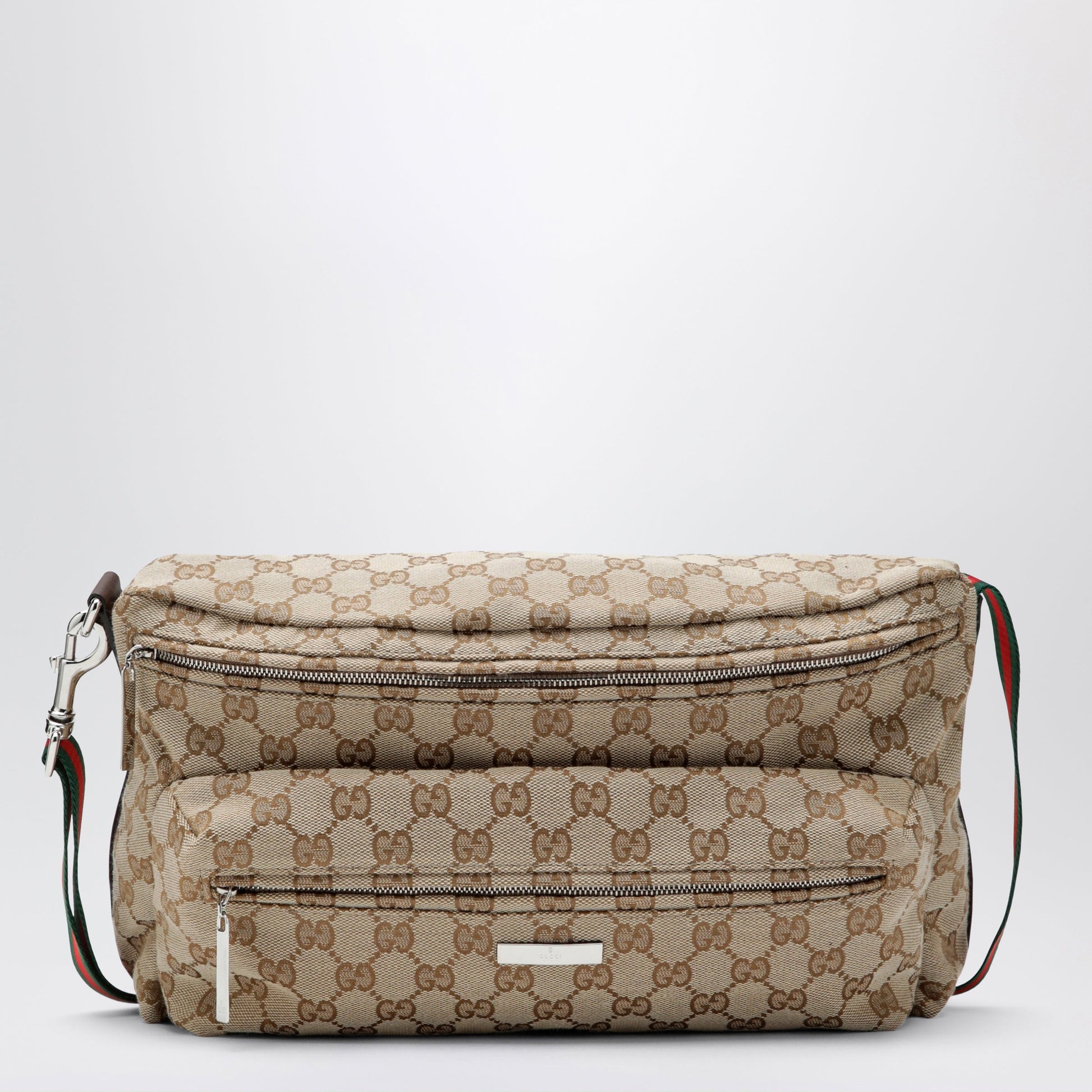 Gucci Tag Medium Gg Canvas Crossbody Bag In Sand/Brown Men GUCCI