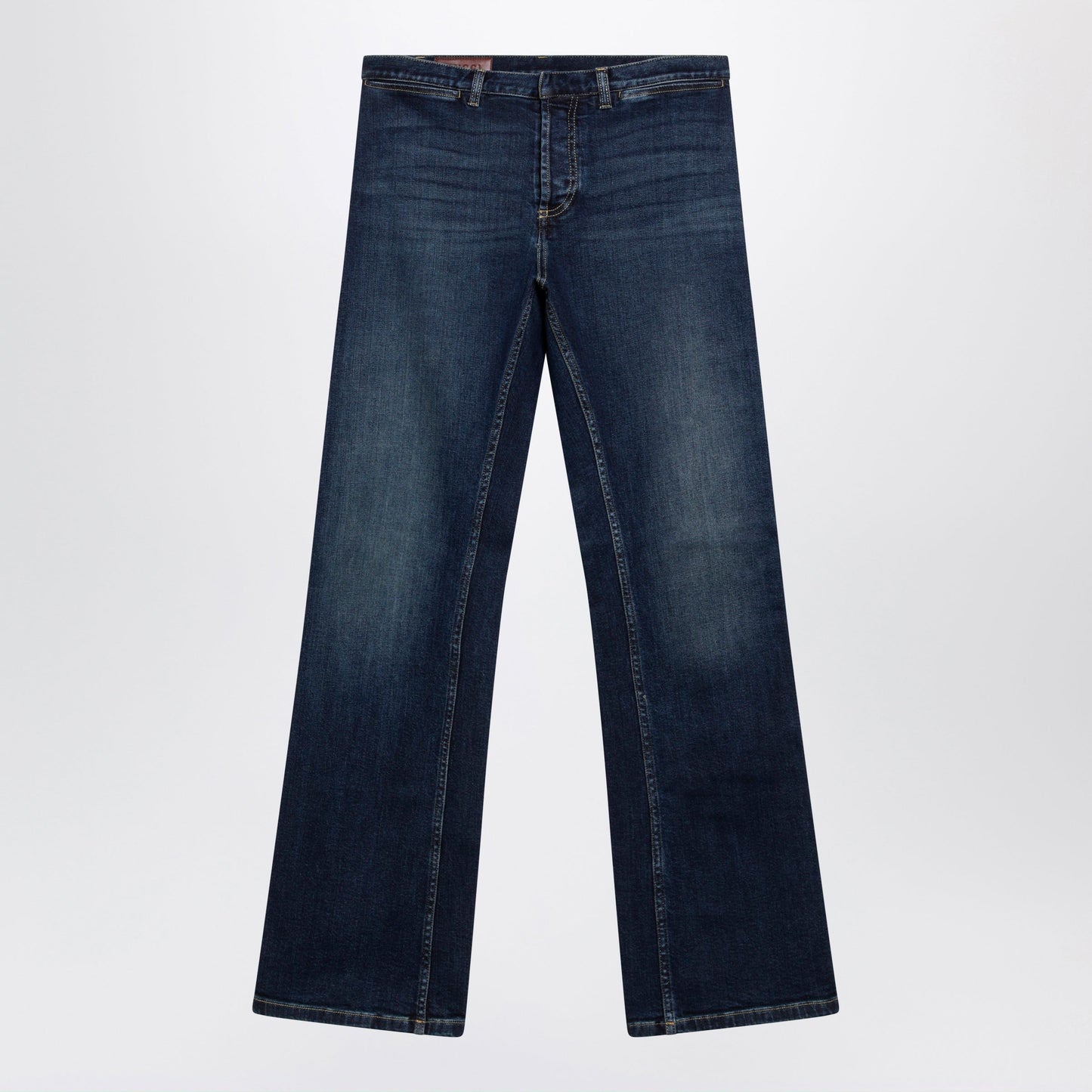 Gucci Low-Rise Cotton Denim Web Tape Trousers In Blue Men GUCCI