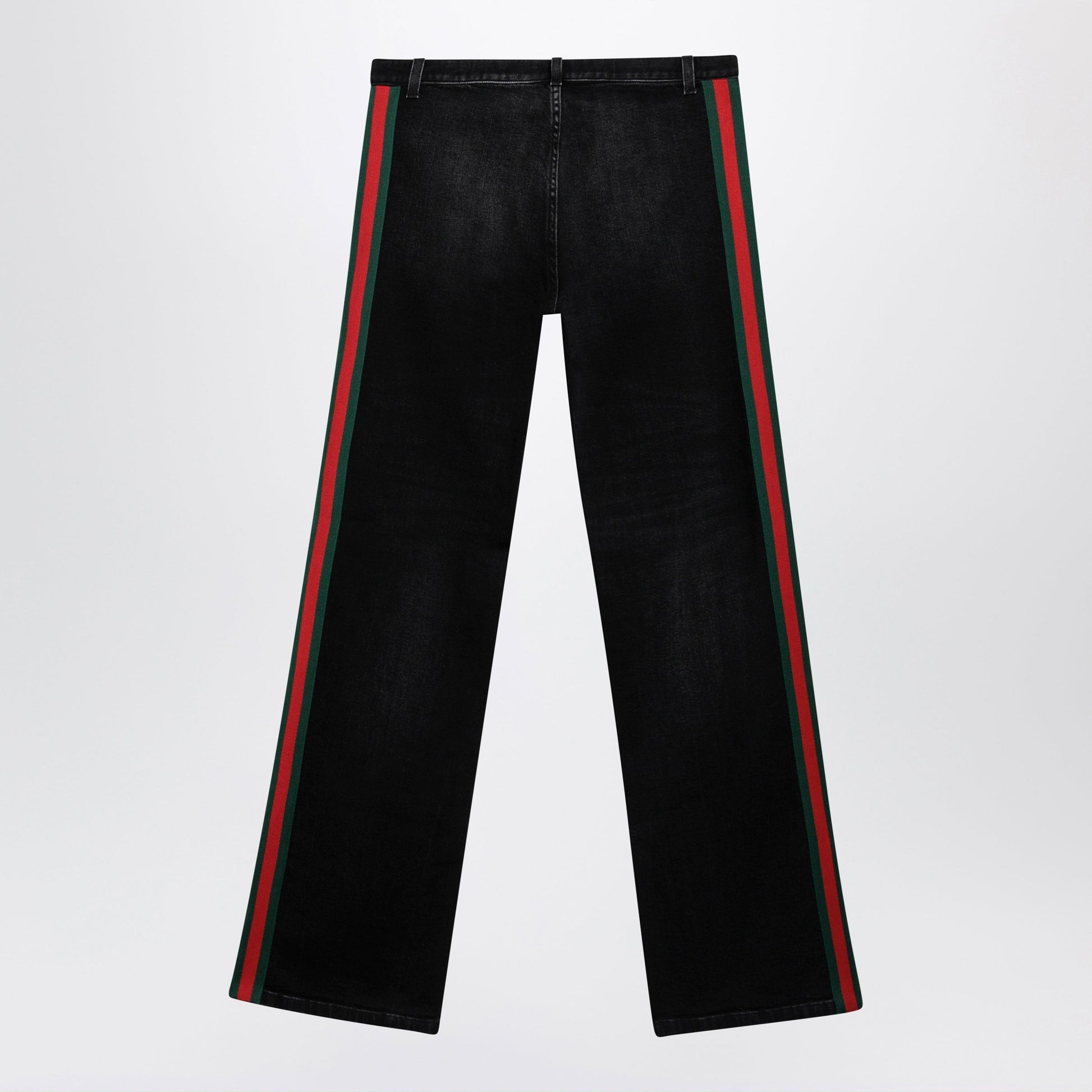 Gucci Low-Rise Cotton Denim Jeans With Web Tape In Black Men GUCCI