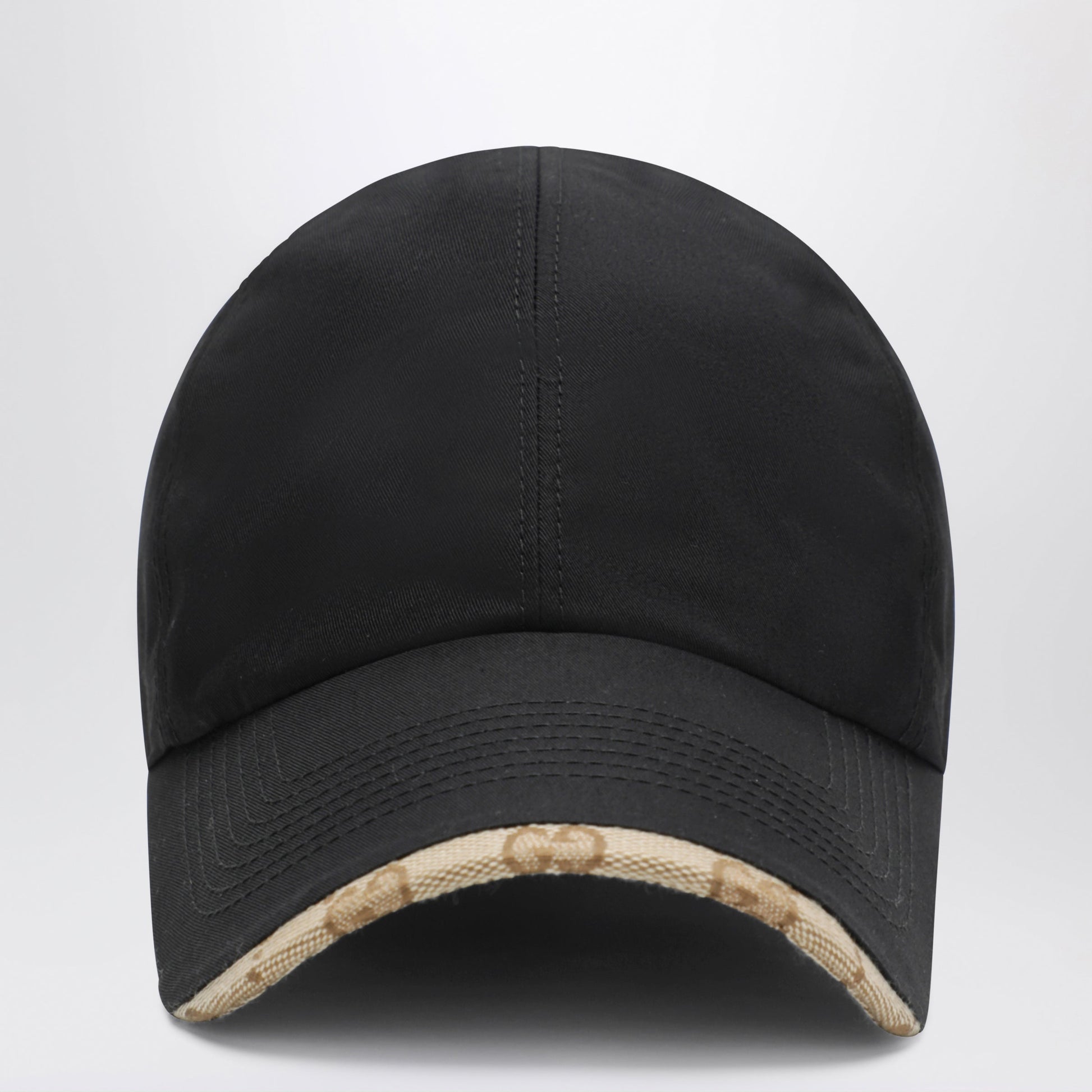Gucci Black Cotton Baseball Cap With Gg Trim Men GUCCI