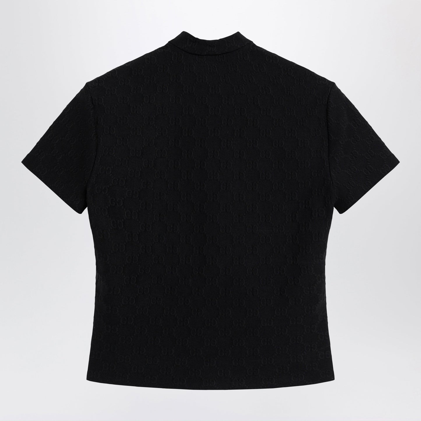 Gucci Black Gg Jacquard Jersey T-Shirt With Half Zip Women GUCCI