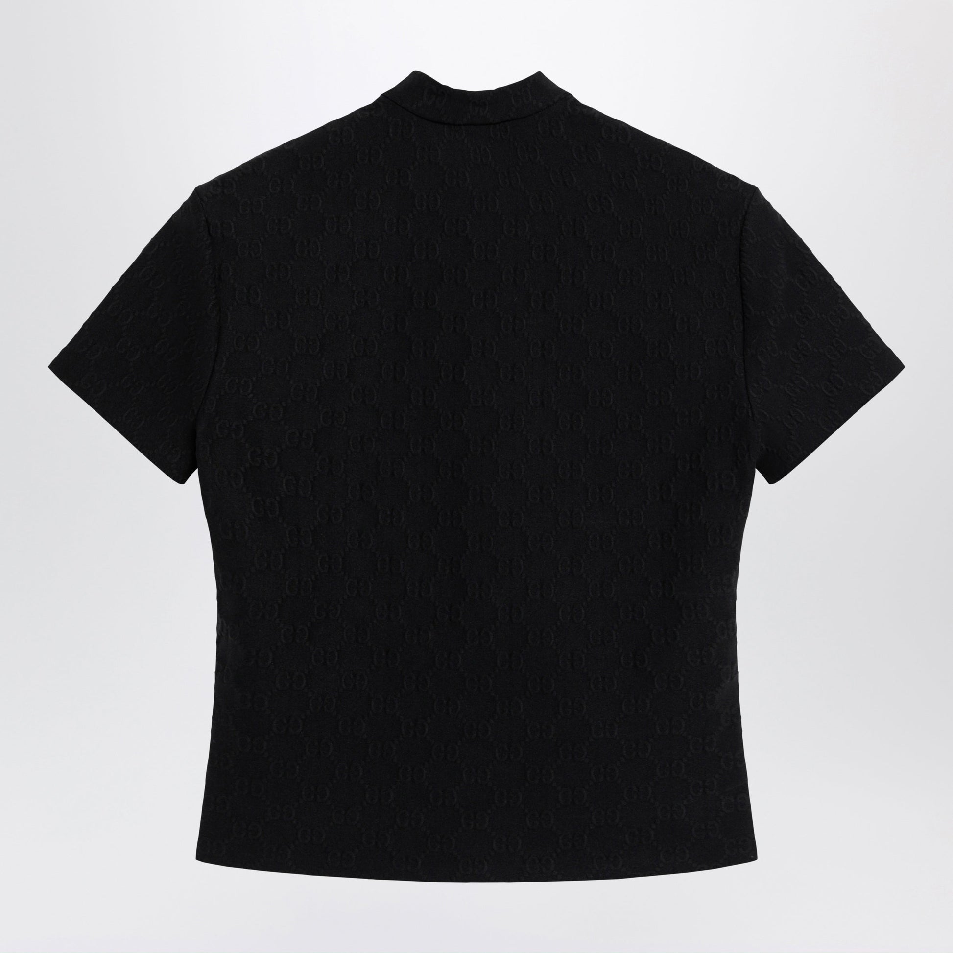 Gucci Black Gg Jacquard Jersey T-Shirt With Half Zip Women GUCCI