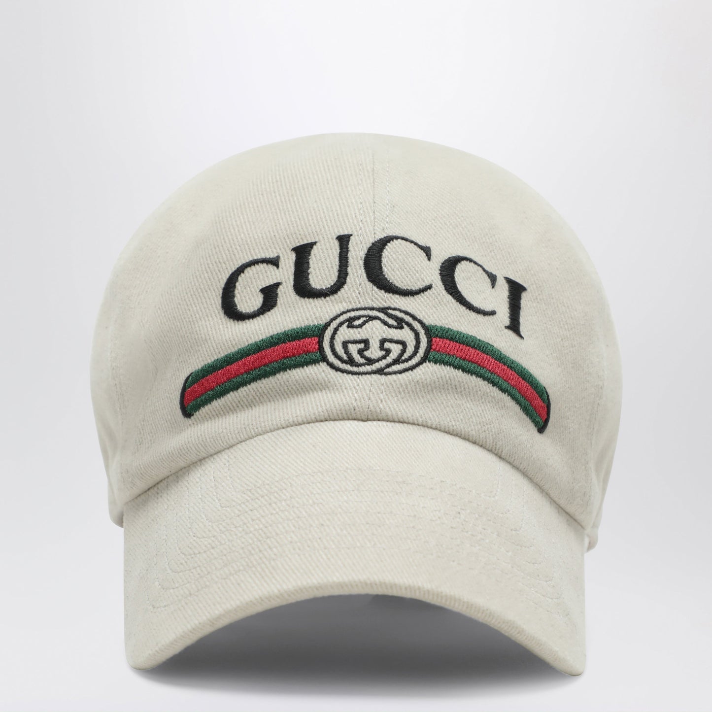 Gucci Beige Cotton Baseball Cap With Embroidered Logo Men GUCCI