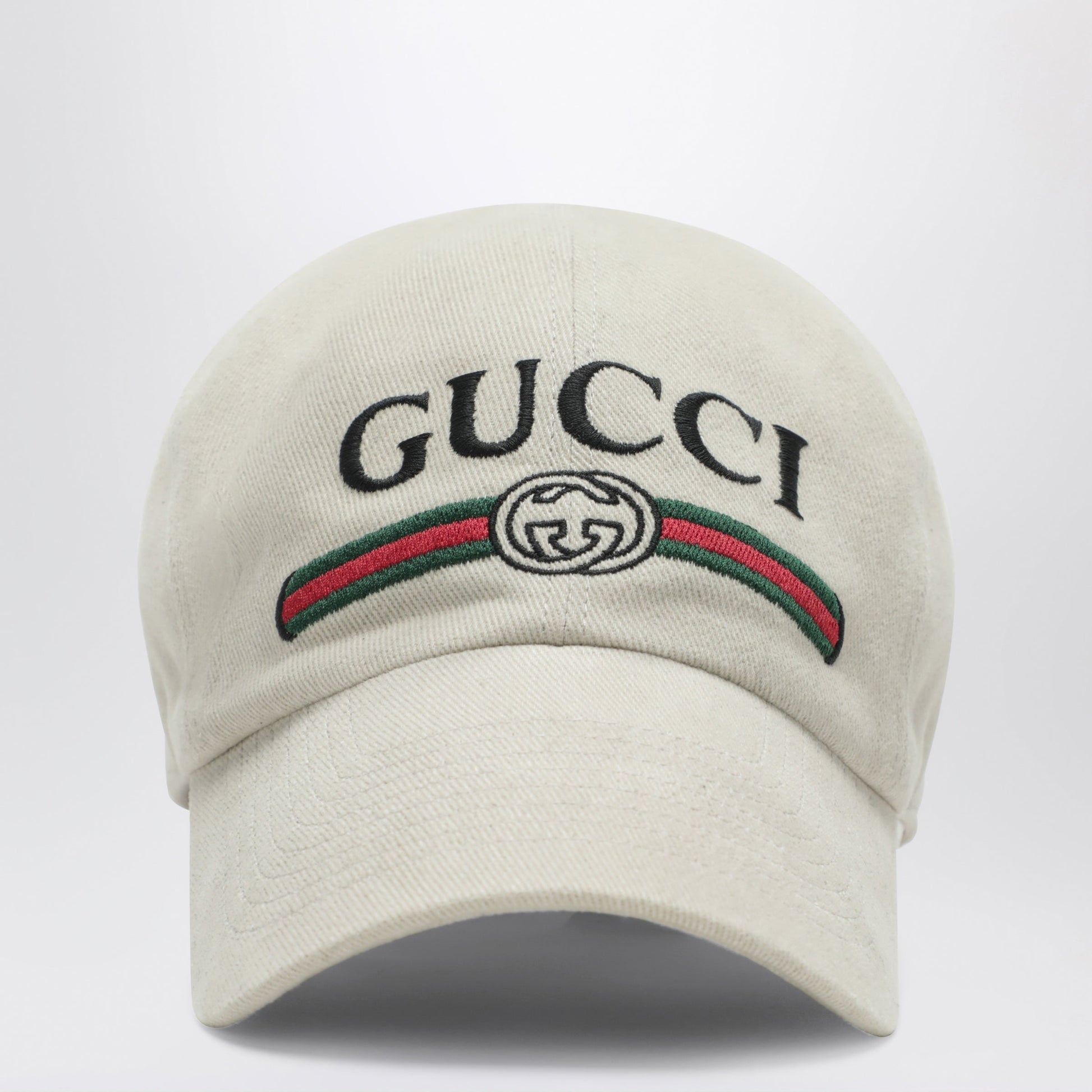 Gucci Beige Cotton Baseball Cap With Embroidered Logo Men GUCCI