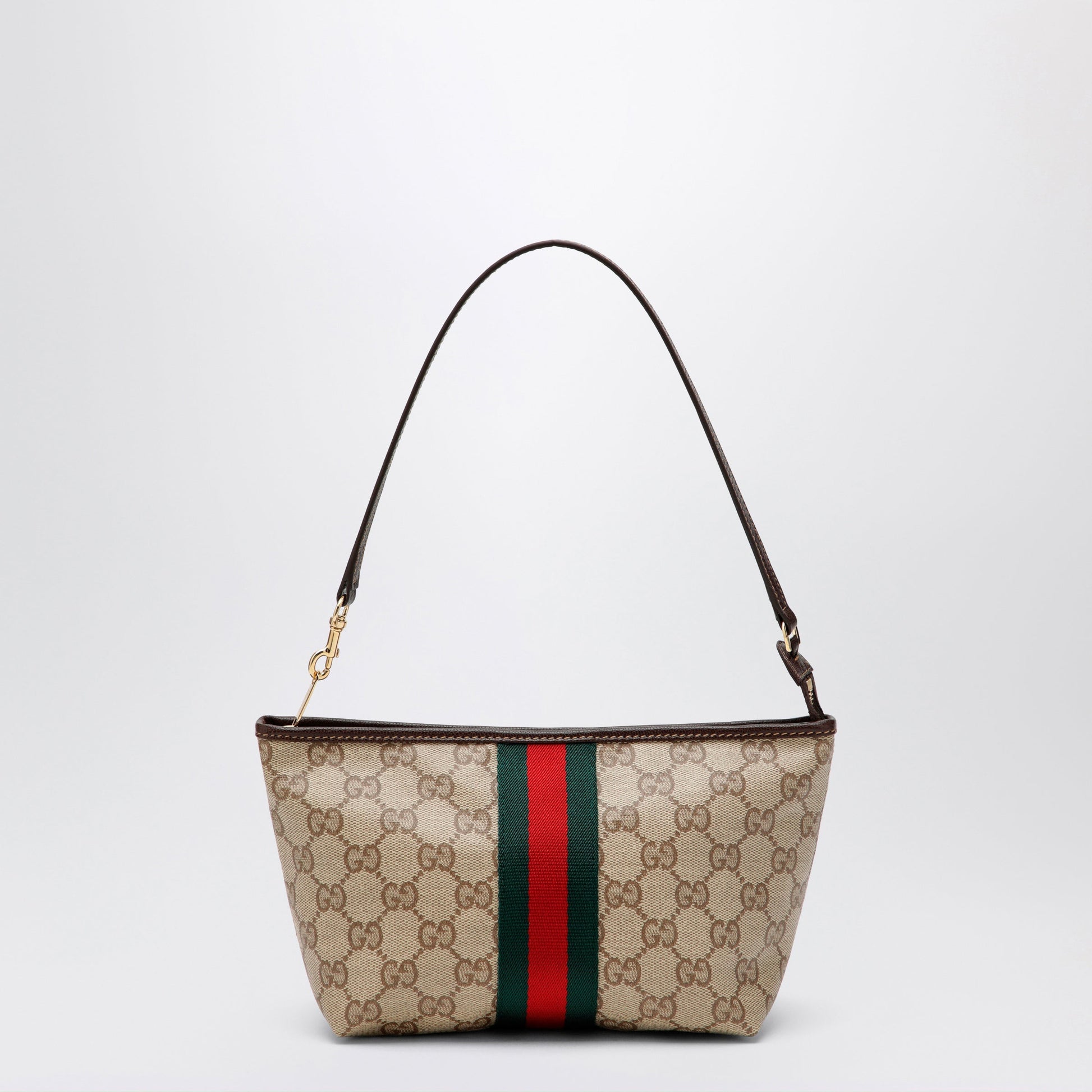 Gucci Small Pouch In Sand Beige Gg Fabric With Web Stripe Women GUCCI