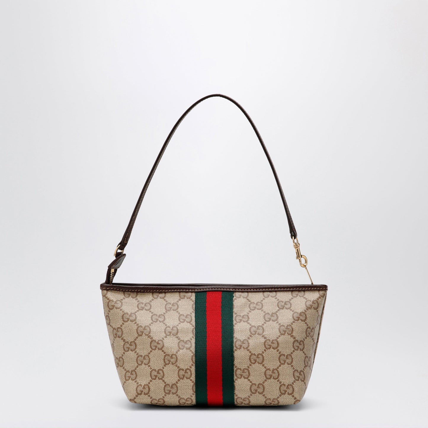 Gucci Small Pouch In Sand Beige Gg Fabric With Web Stripe Women GUCCI