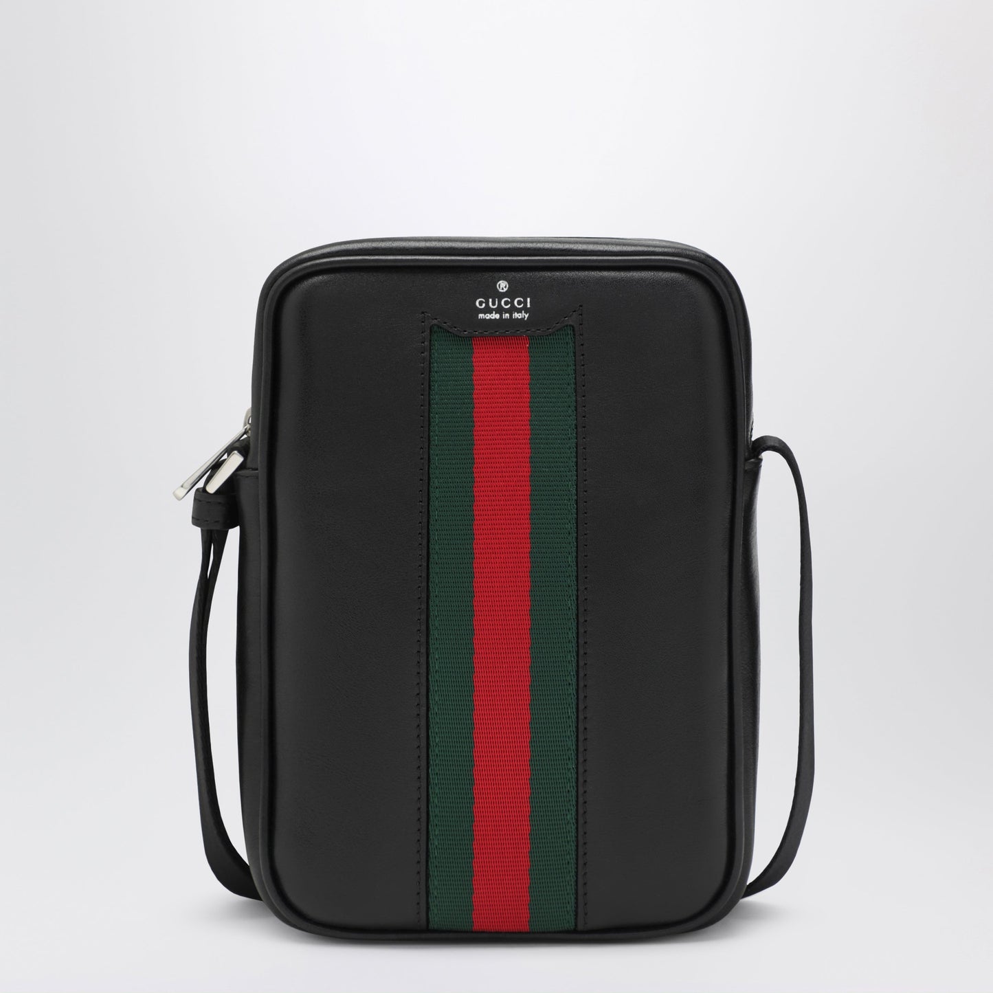 Gucci Black Leather Bag With Web Detail Men GUCCI