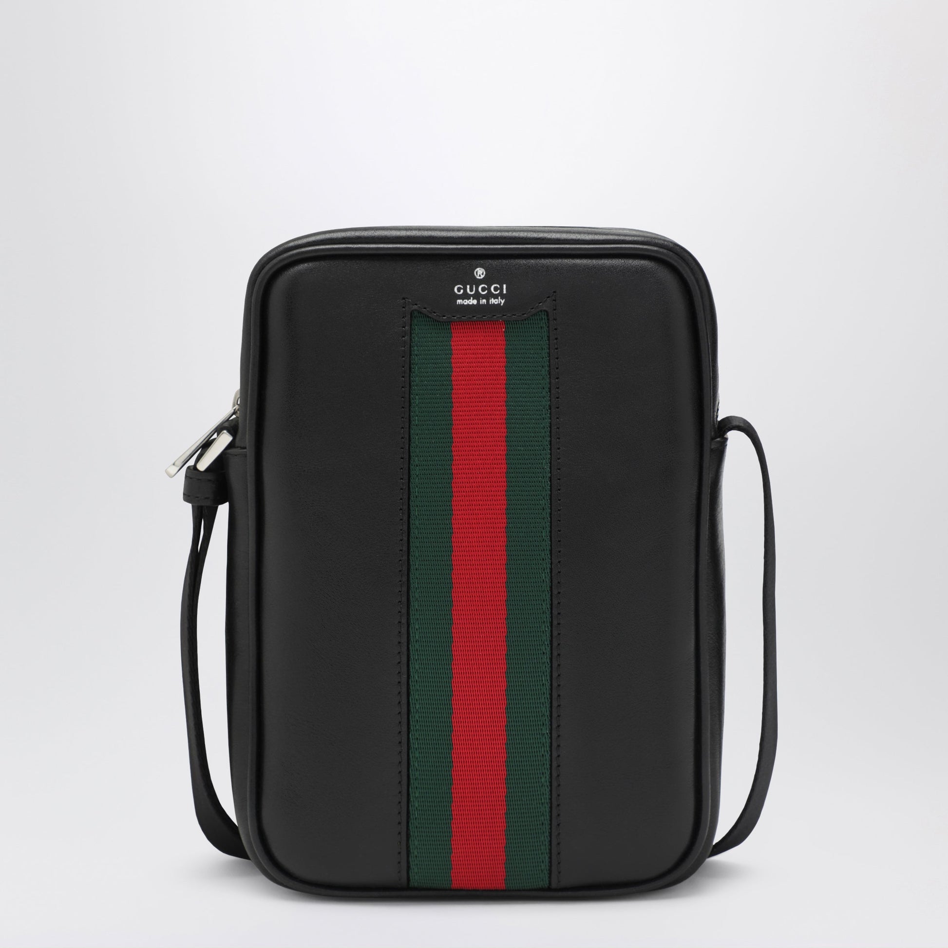 Gucci Black Leather Bag With Web Detail Men GUCCI