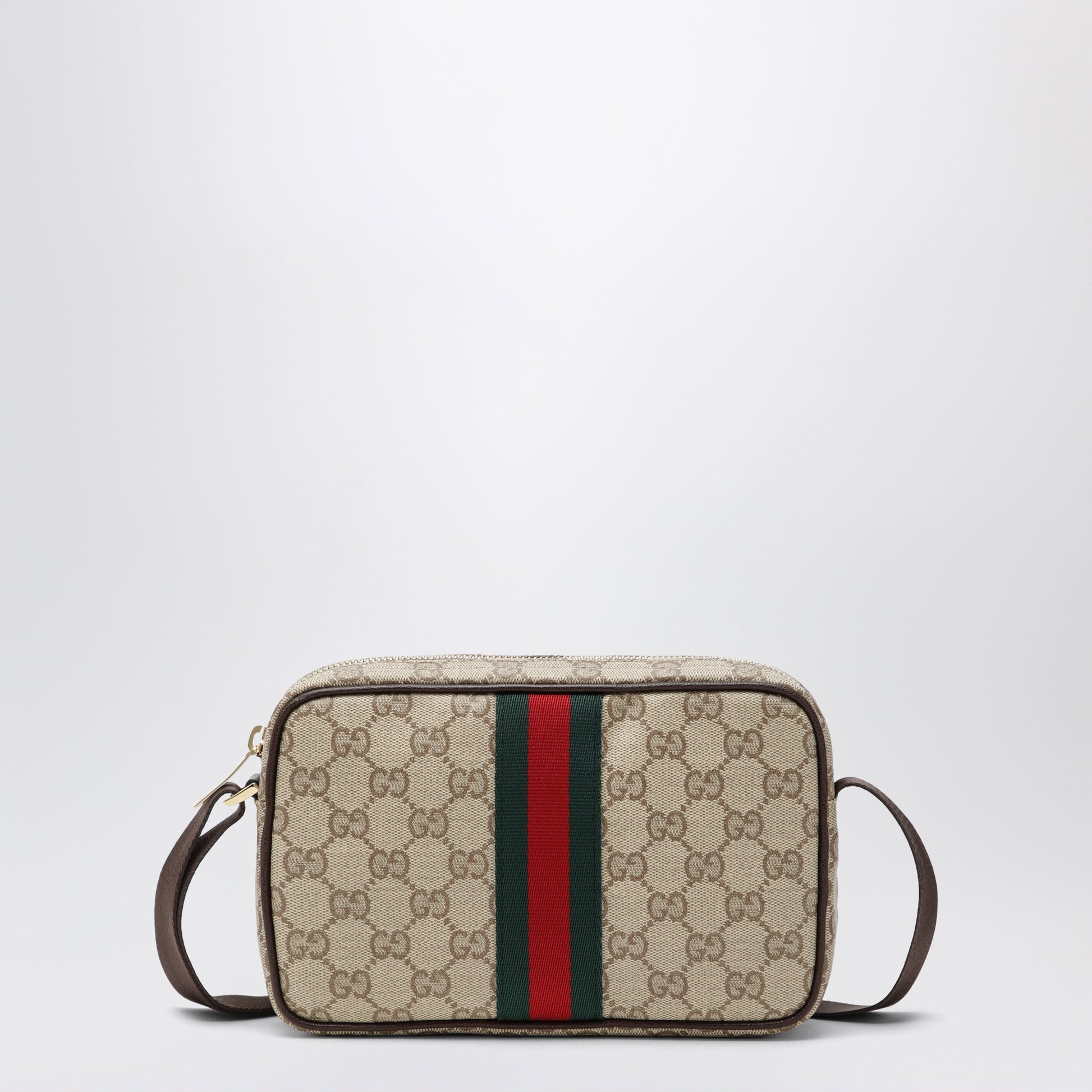 Gucci Gg Mini Bag With Web Stripe In Beige Coated Fabric Men GUCCI