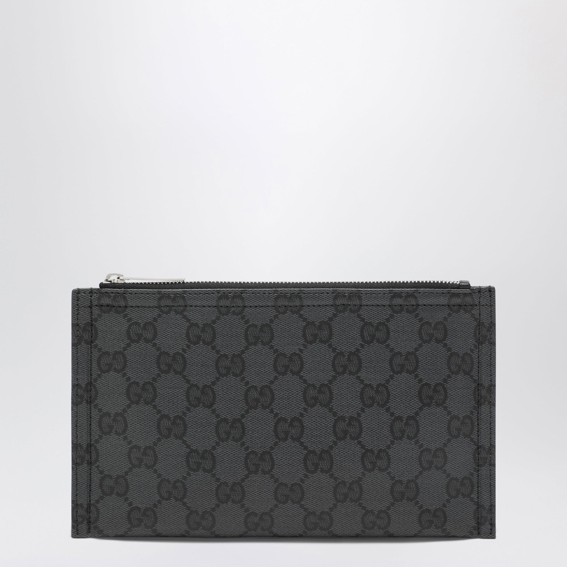 Gucci Small Gucci Essence Classic Pouch In Black Gg Coated Canvas Men GUCCI