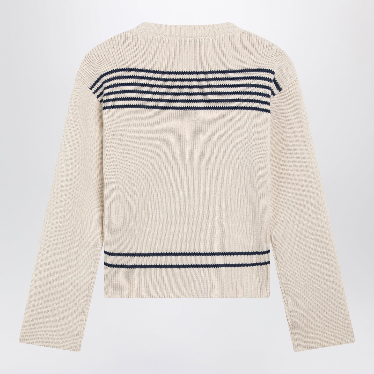 Balenciaga Boat-Neck Ribbed Cotton Sweater In Navy/White Women BALENCIAGA