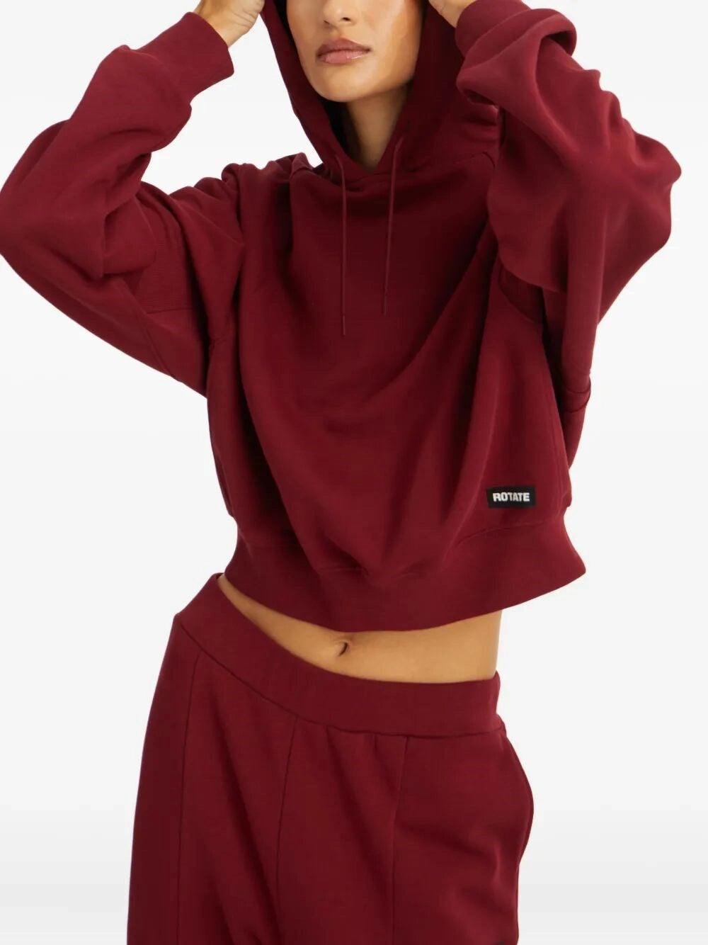 Rotate Women Terry Back Cropped Hoodie
