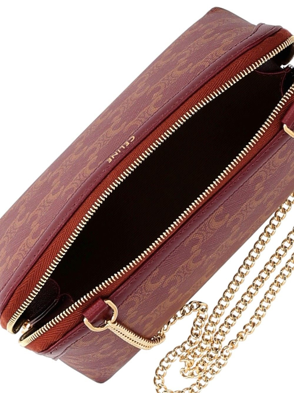 Celine Women "Triomphe" Coated Canvas Clutch On Chain CELINE