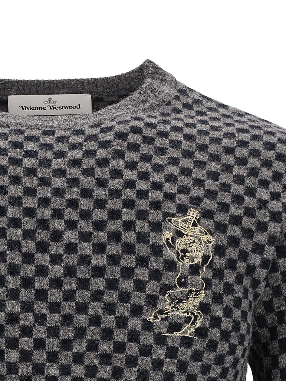 Vivienne Westwood Men Checkered Crewneck Sweater With Embroidery VIVIENNE WESTWOOD