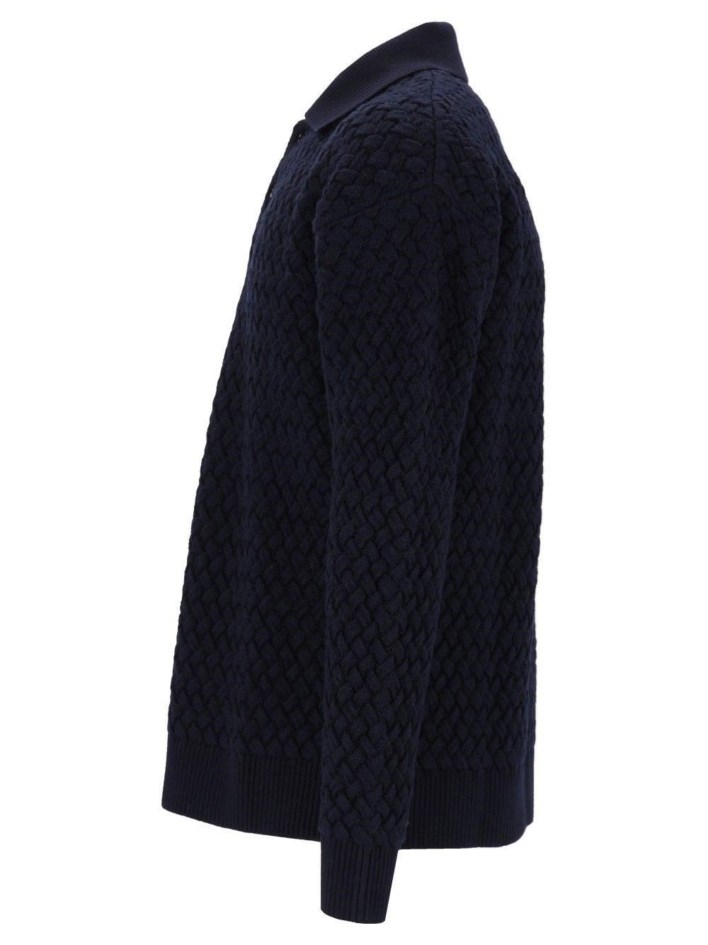 Bottega Veneta Men Woven Wool Polo Shirt BOTTEGA VENETA