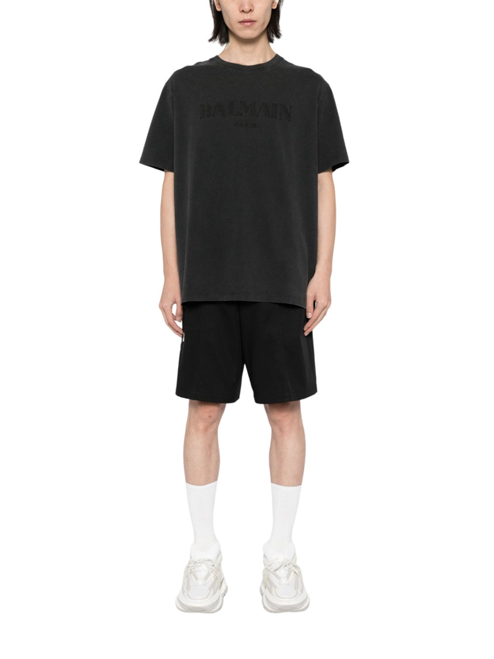 Balmain Men T-Shirt With Vintage Balmain Embroidery BALMAIN