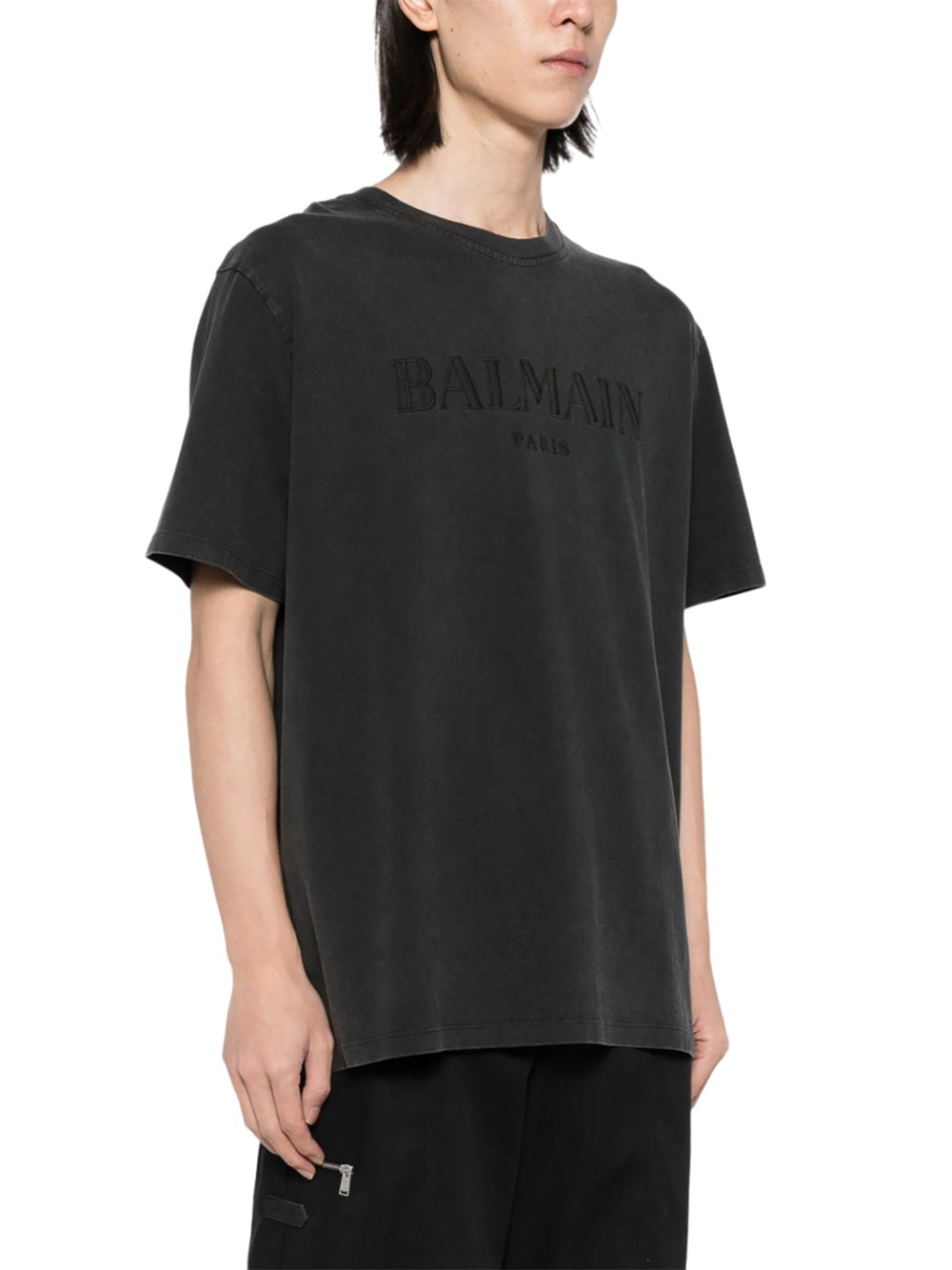 Balmain Men T-Shirt With Vintage Balmain Embroidery BALMAIN