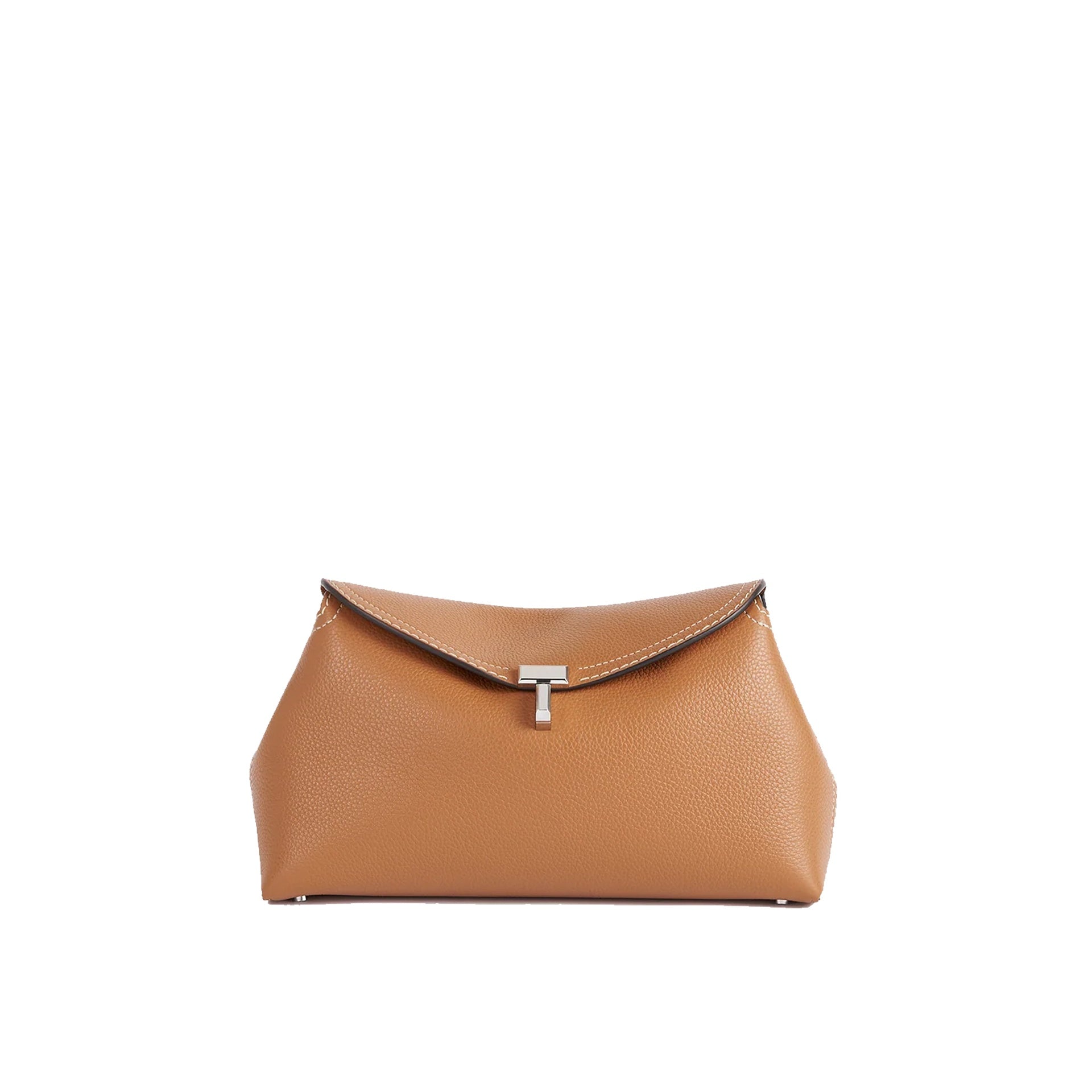 Toteme T-Lock Grained-Leather Clutch Bag Women TOTEME