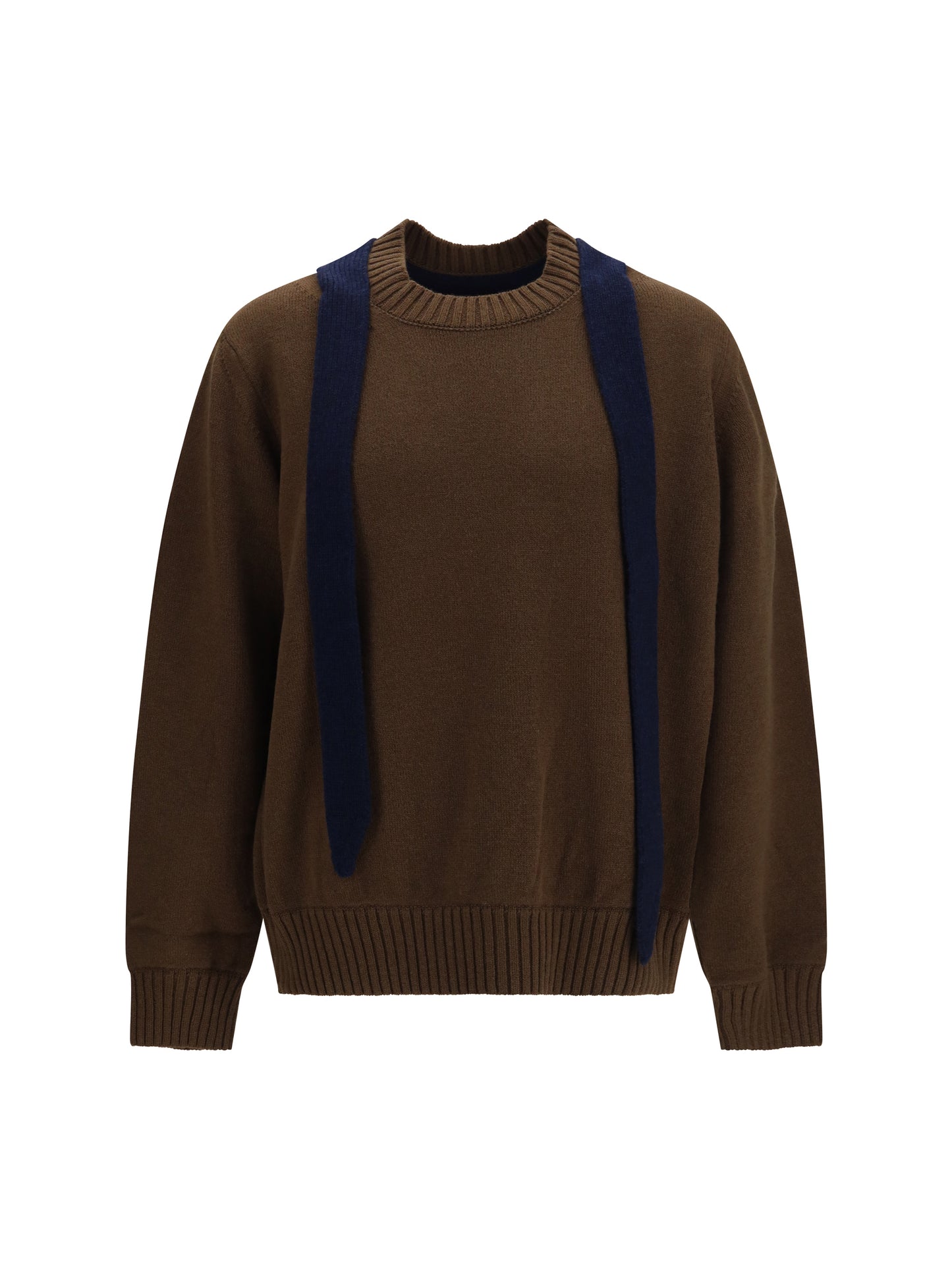 Sacai Men Wool Knit Cardigan With Integrated Scarf SACAI
