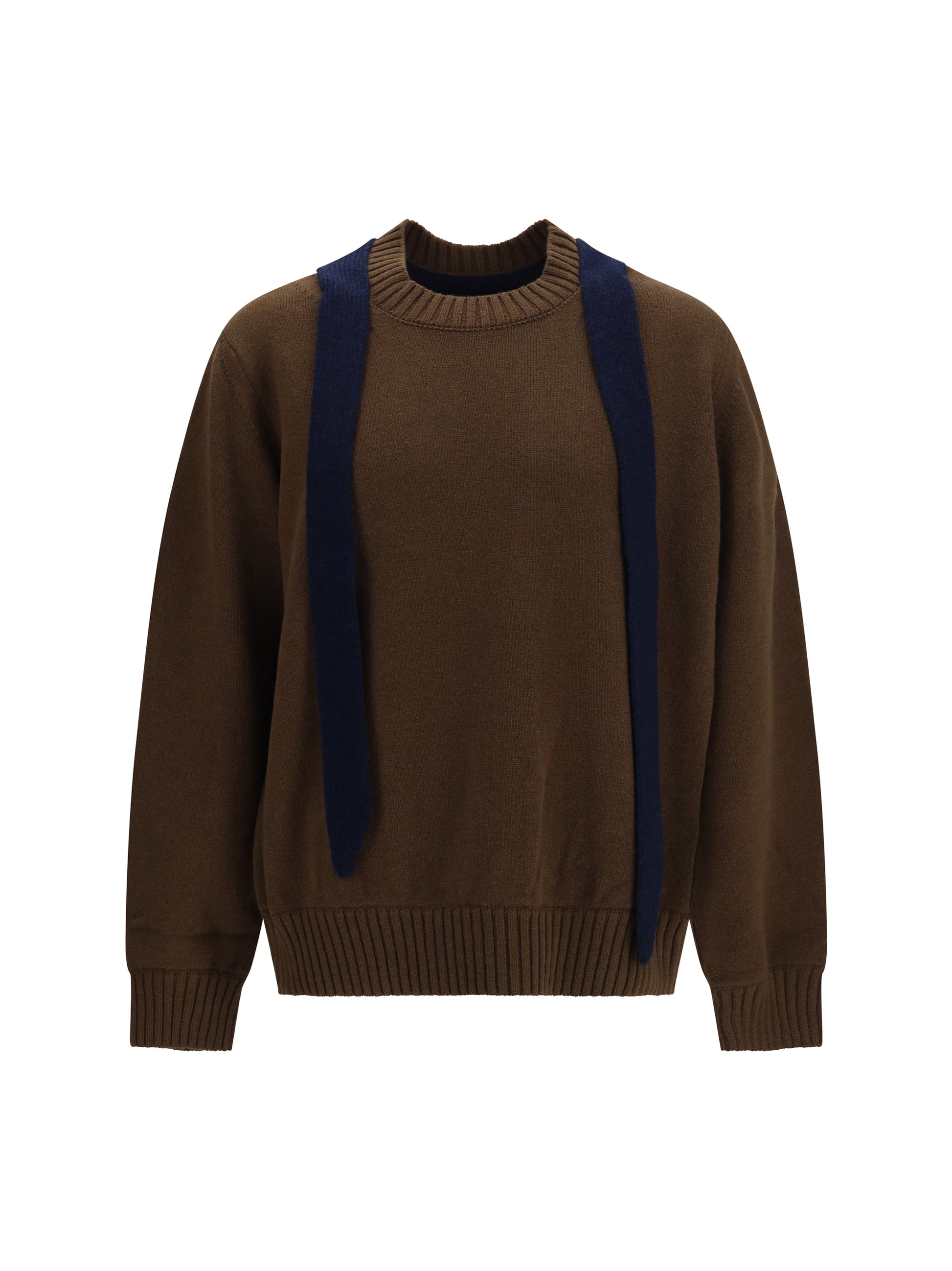 Sacai Men Wool Knit Cardigan With Integrated Scarf SACAI