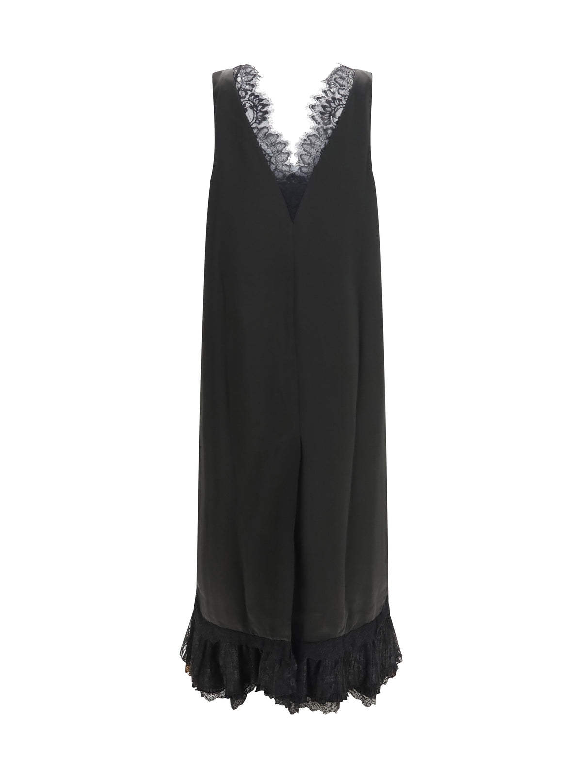 Ganni Women Lace-Trimmed Satin Long Dress GANNI