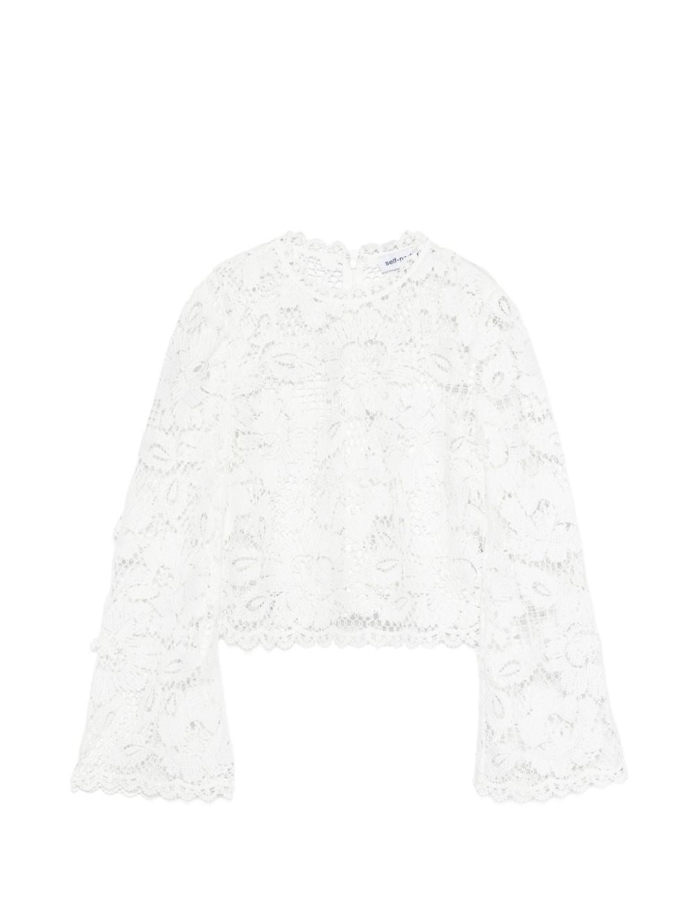 Self-Portrait Women White Crochet Lace Top SELF-PORTRAIT